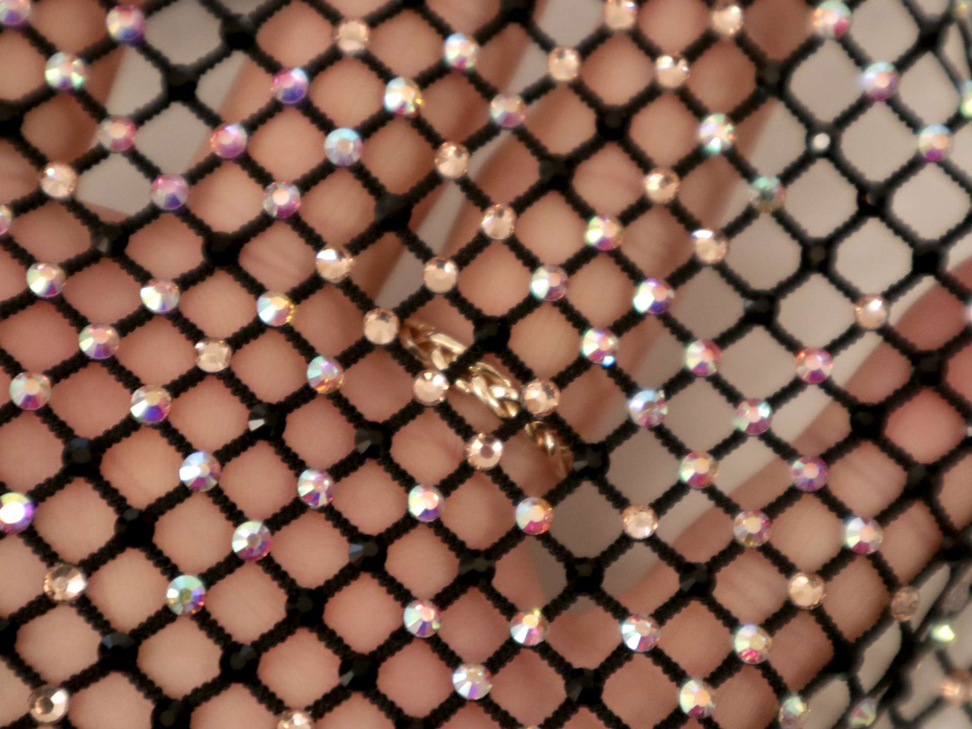 Black & Iridescent Crystals on Net