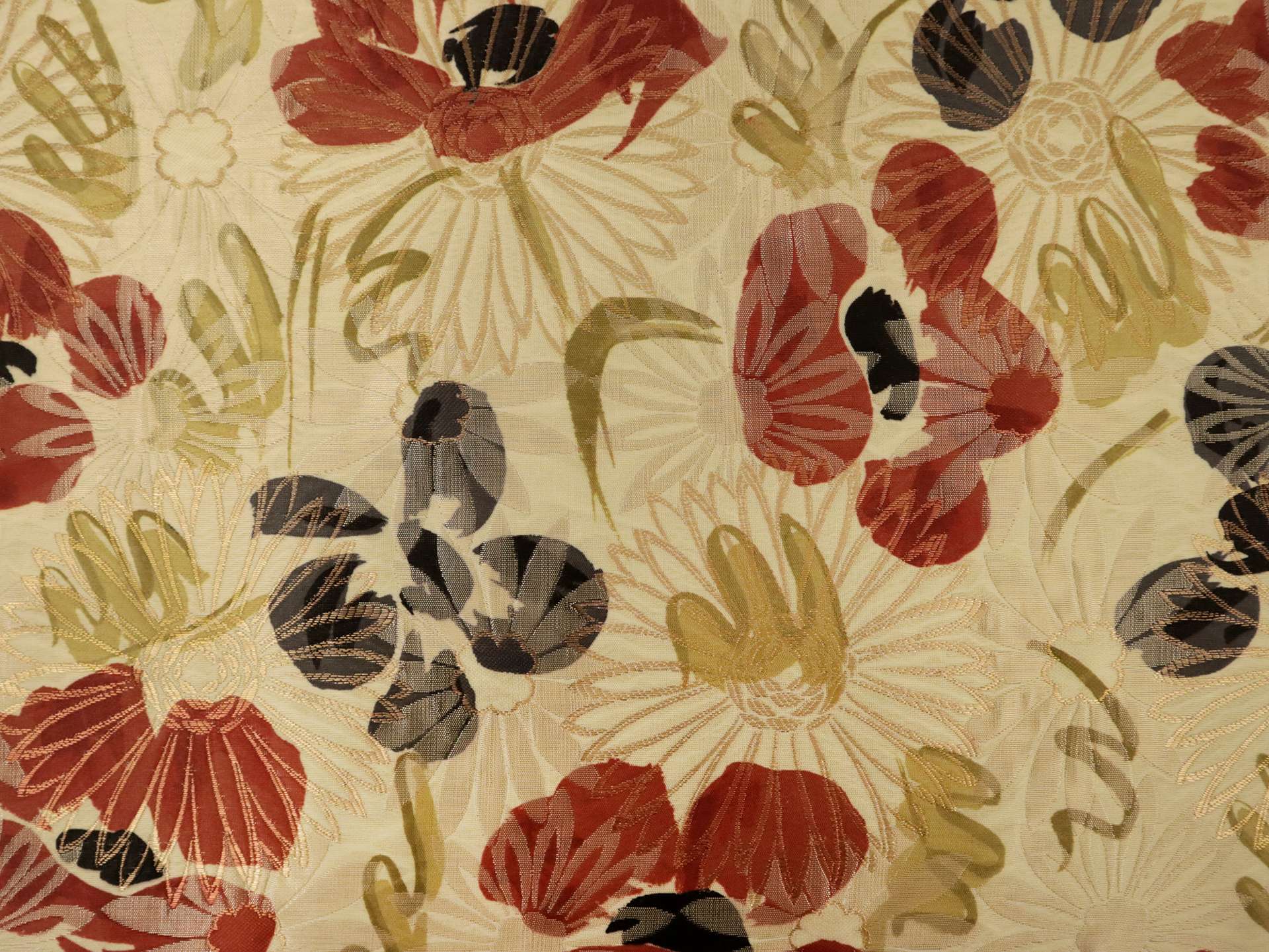 Printed Metallic Brocade with Florals