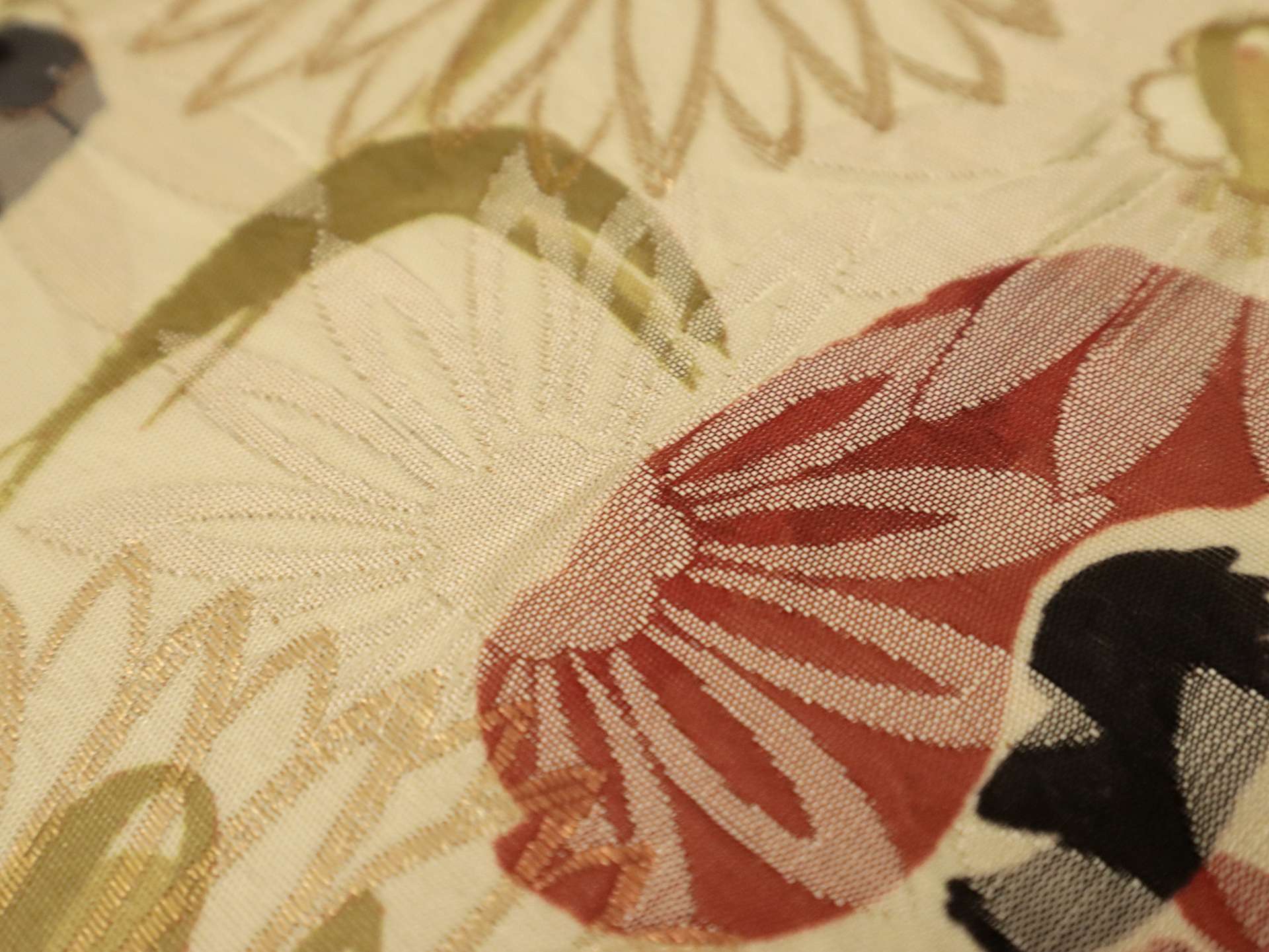 Printed Metallic Brocade with Florals