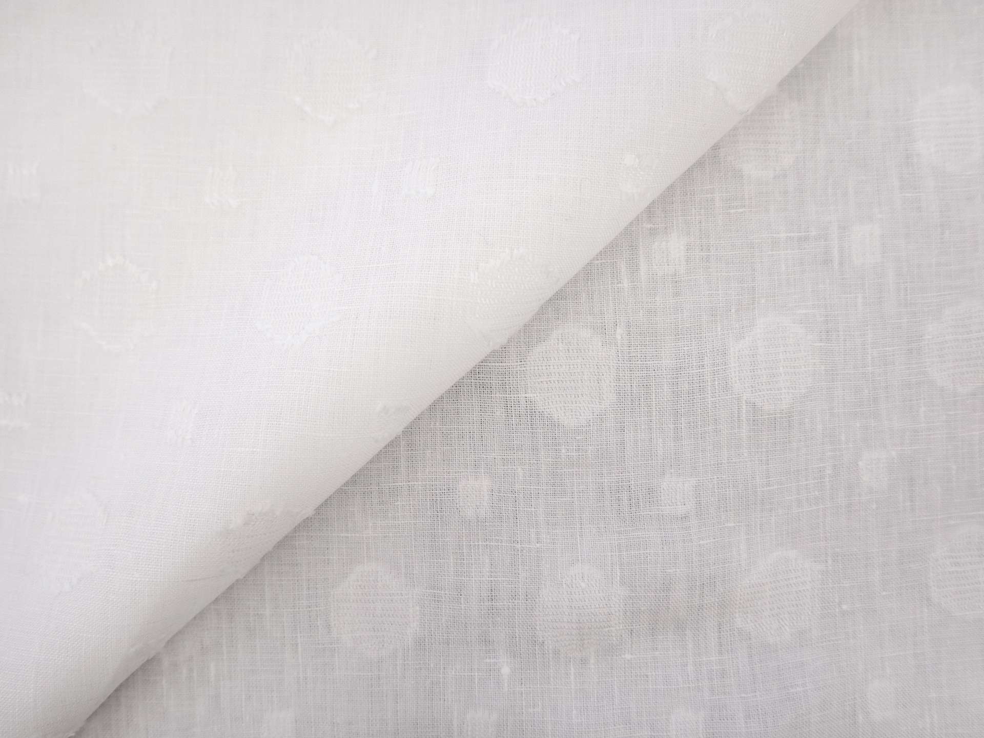 Linen with Fil Coupé Dots in White
