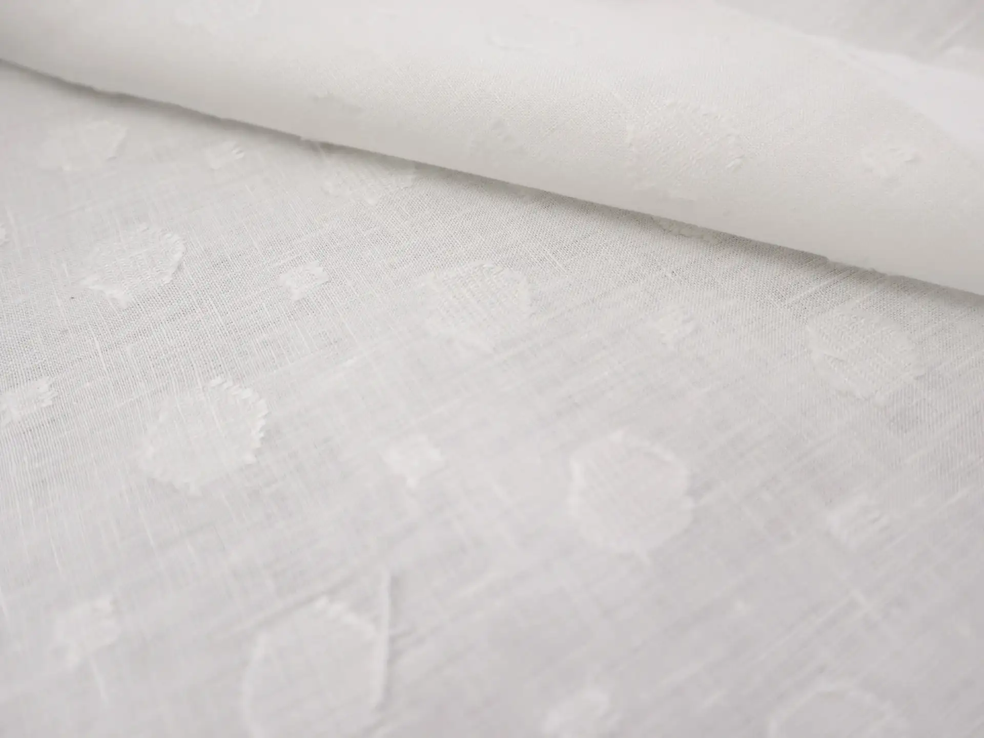 Linen with Fil Coupé Dots in White