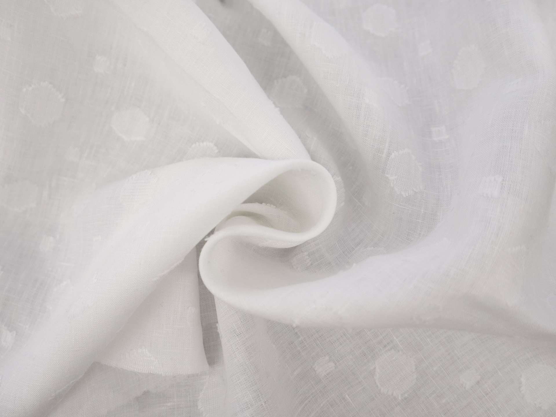 Linen with Fil Coupé Dots in White