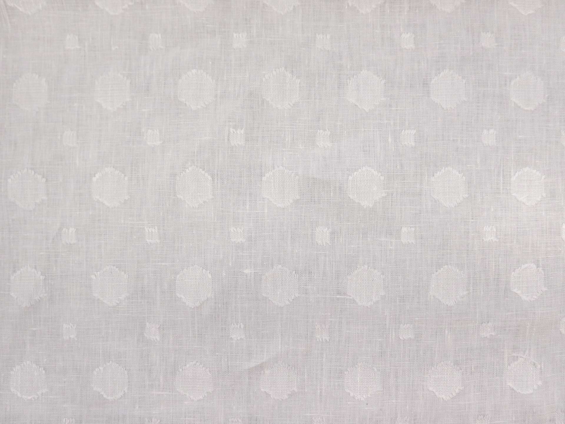 Linen with Fil Coupé Dots in White