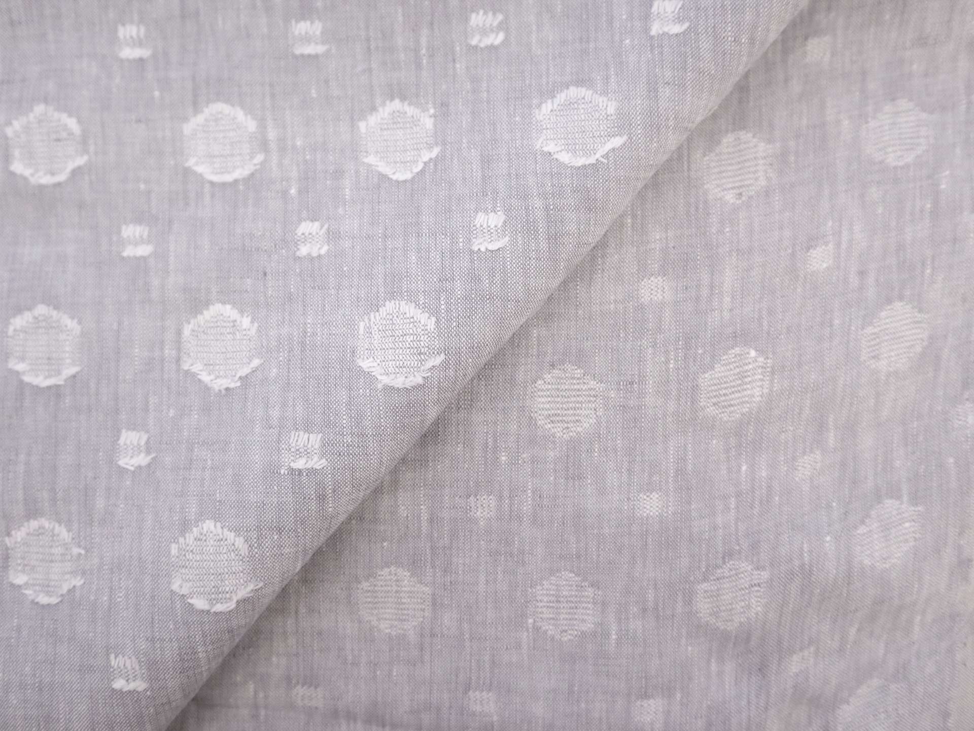 Linen with Fil Coupé Dots in Silver