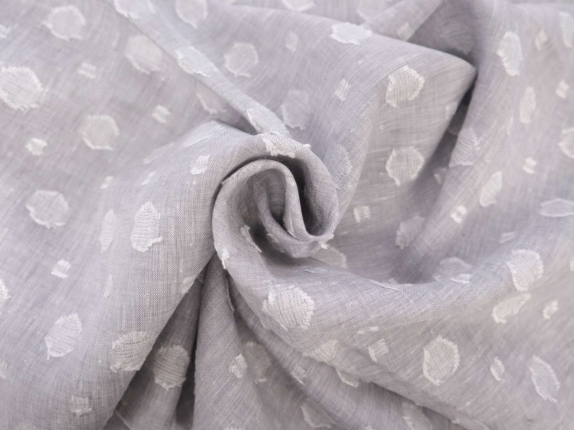 Linen with Fil Coupé Dots in Silver