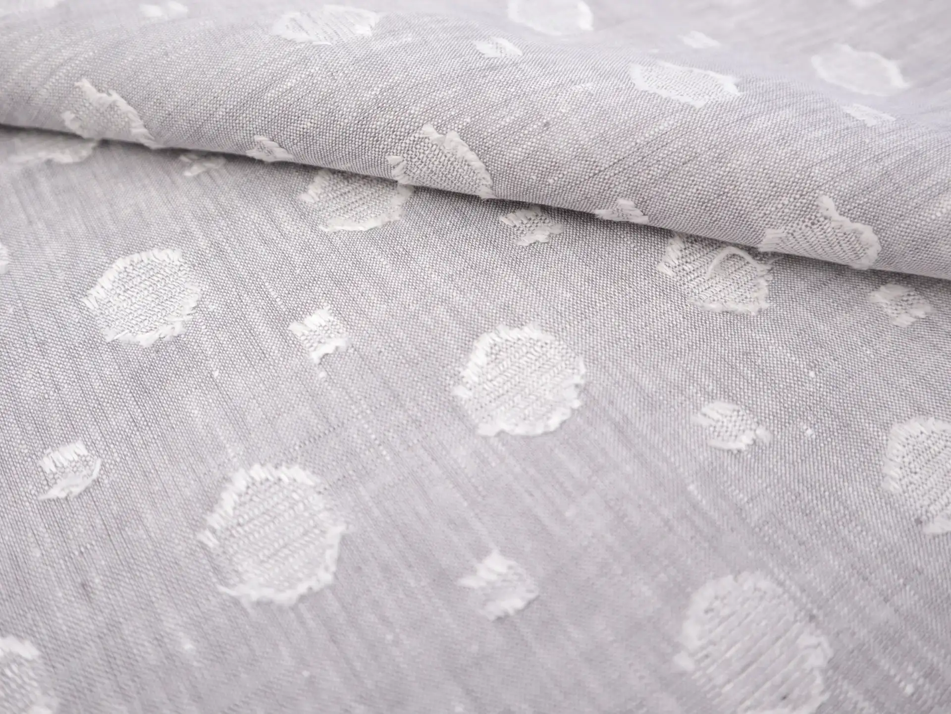 Linen with Fil Coupé Dots in Silver