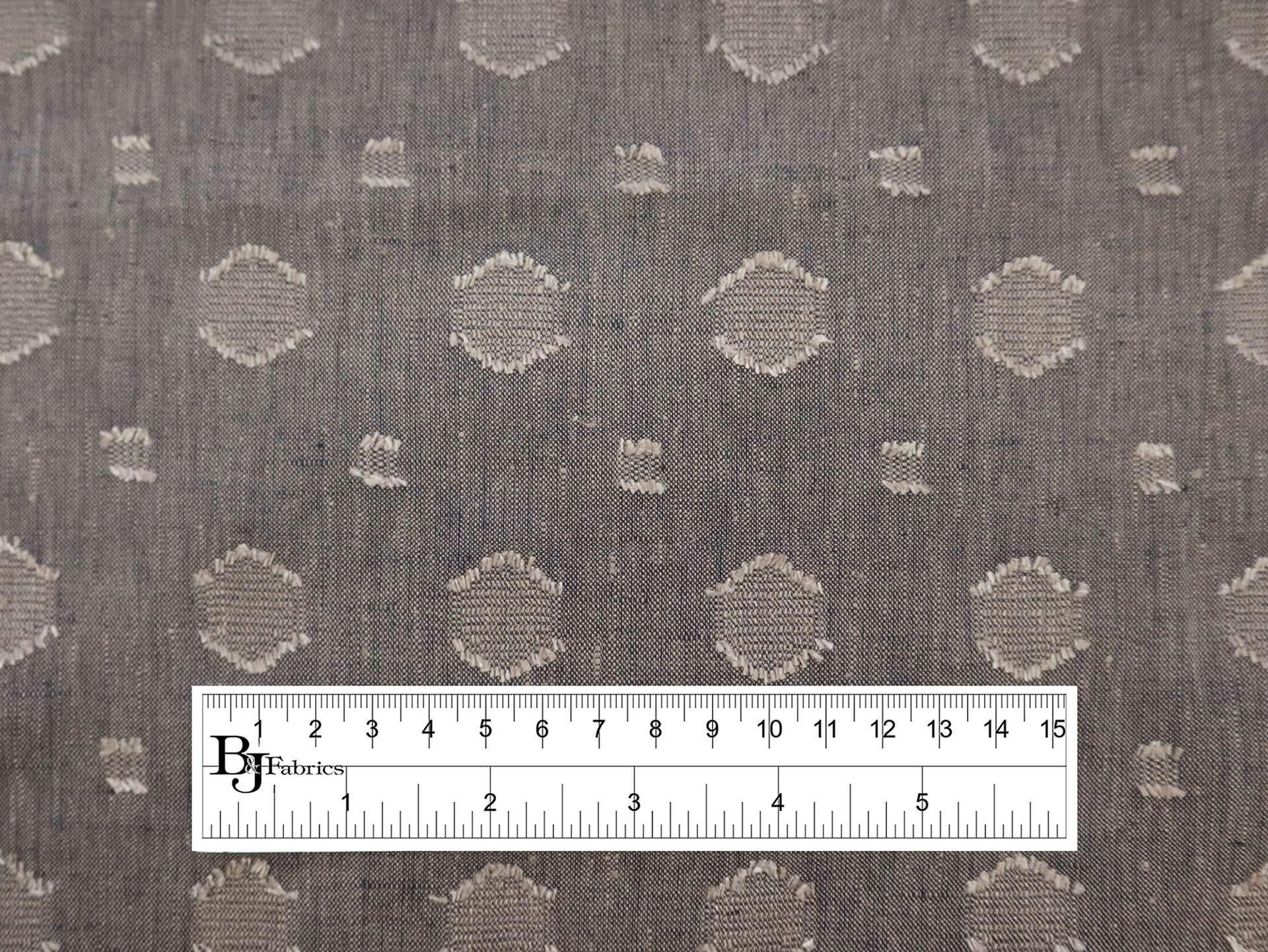 Linen with Fil Coupé Dots in Dark Flax