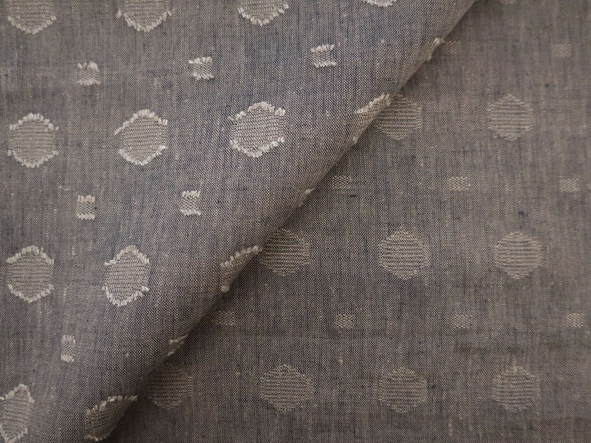 Linen with Fil Coupé Dots in Dark Flax