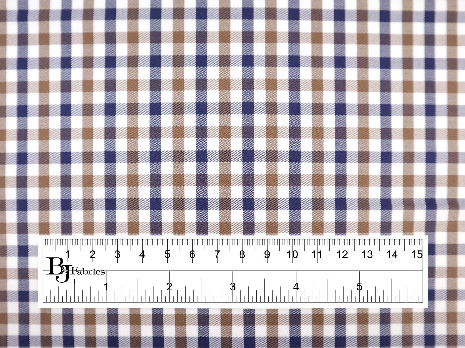 Cotton Twill Check Shirting in Brown & Navy