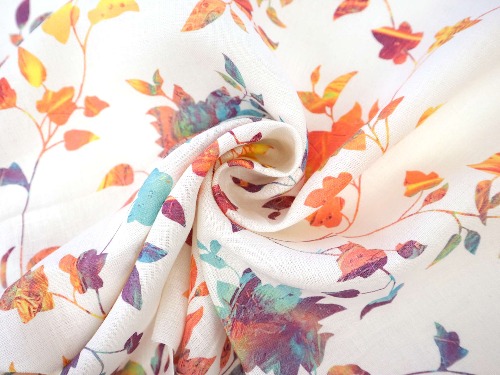 Linen with Floral Print