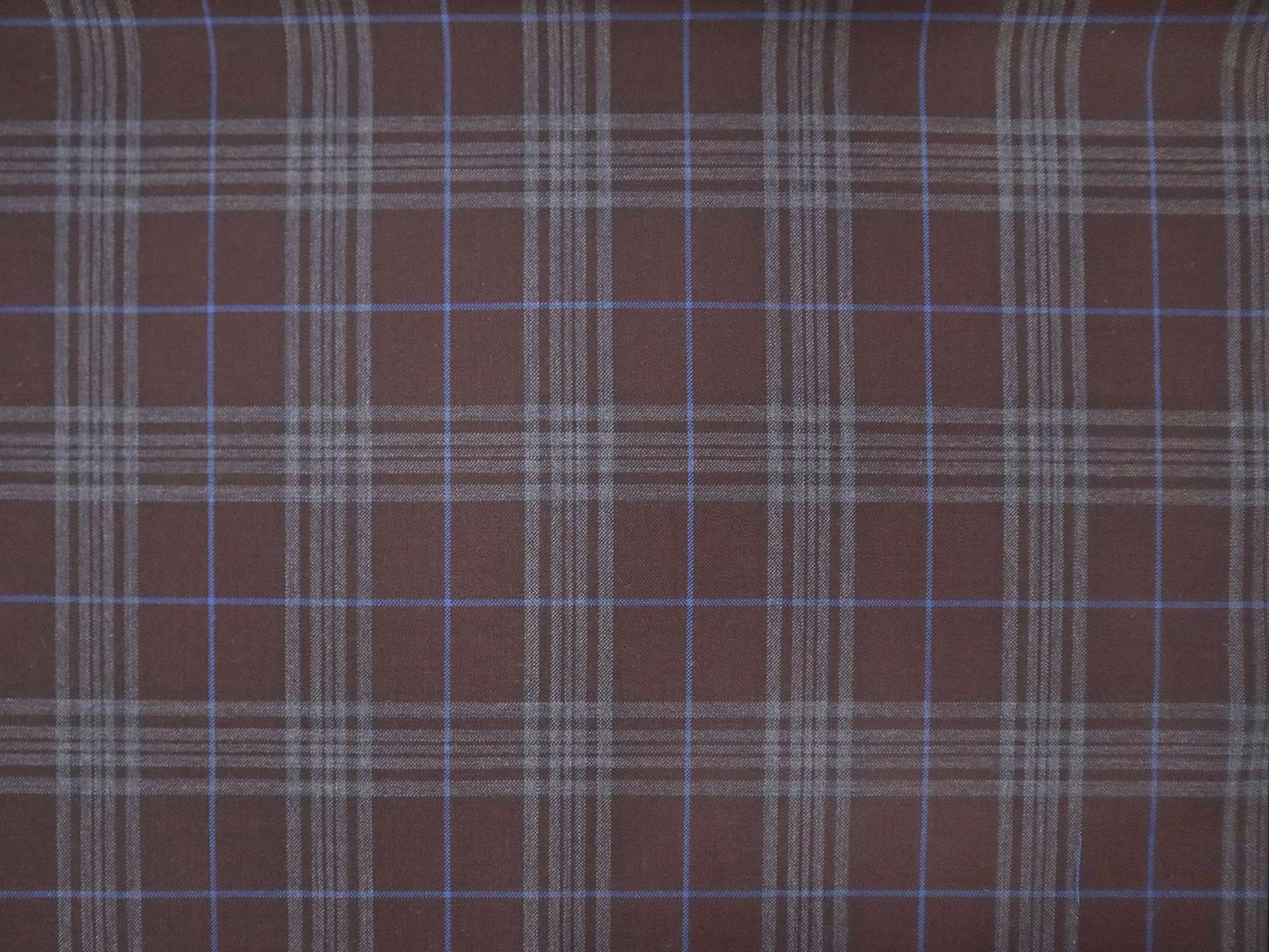 Italian Super 150's Wool Plaid Suiting in Tuscan Brown