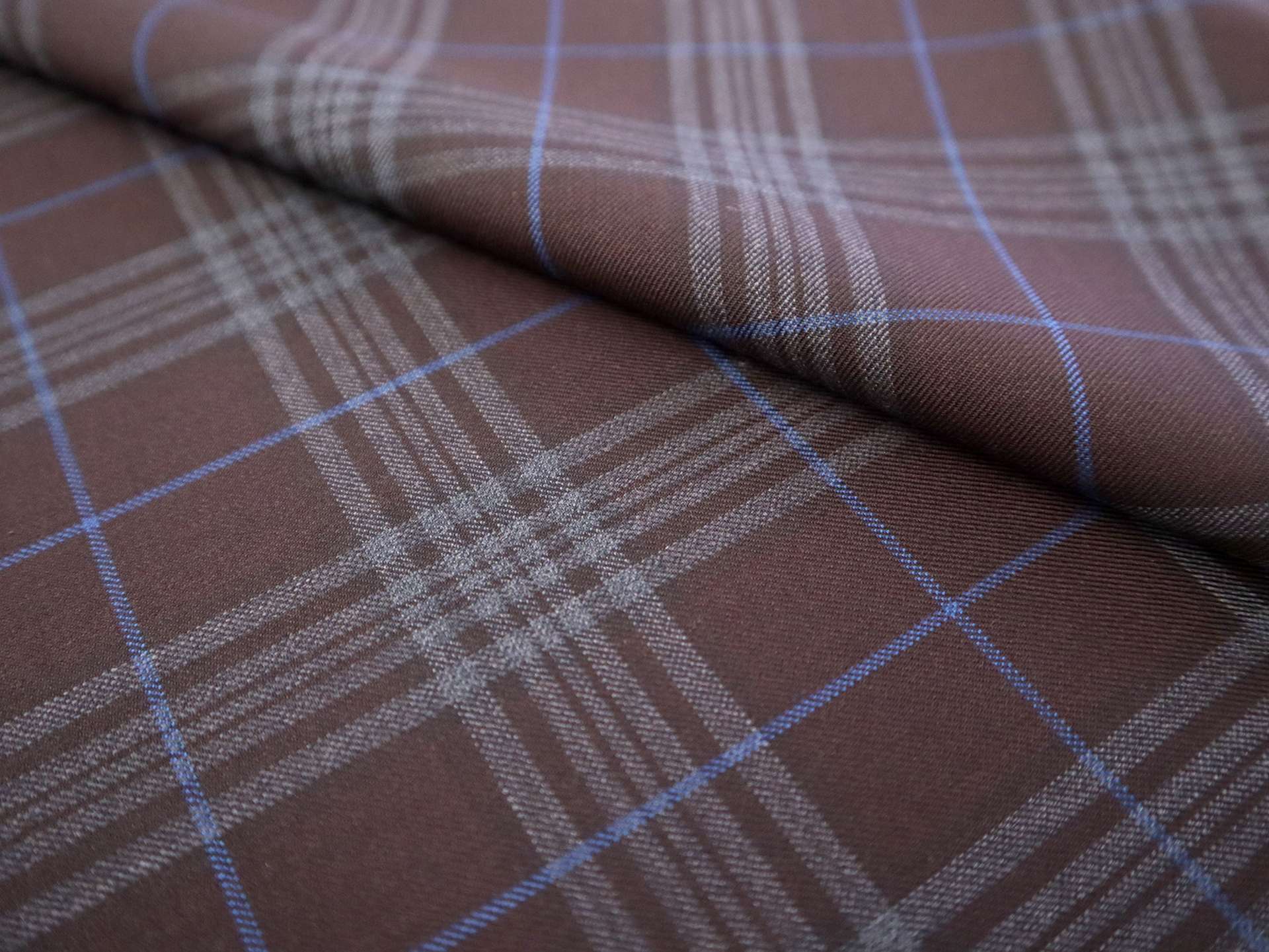 Italian Super 150's Wool Plaid Suiting in Tuscan Brown