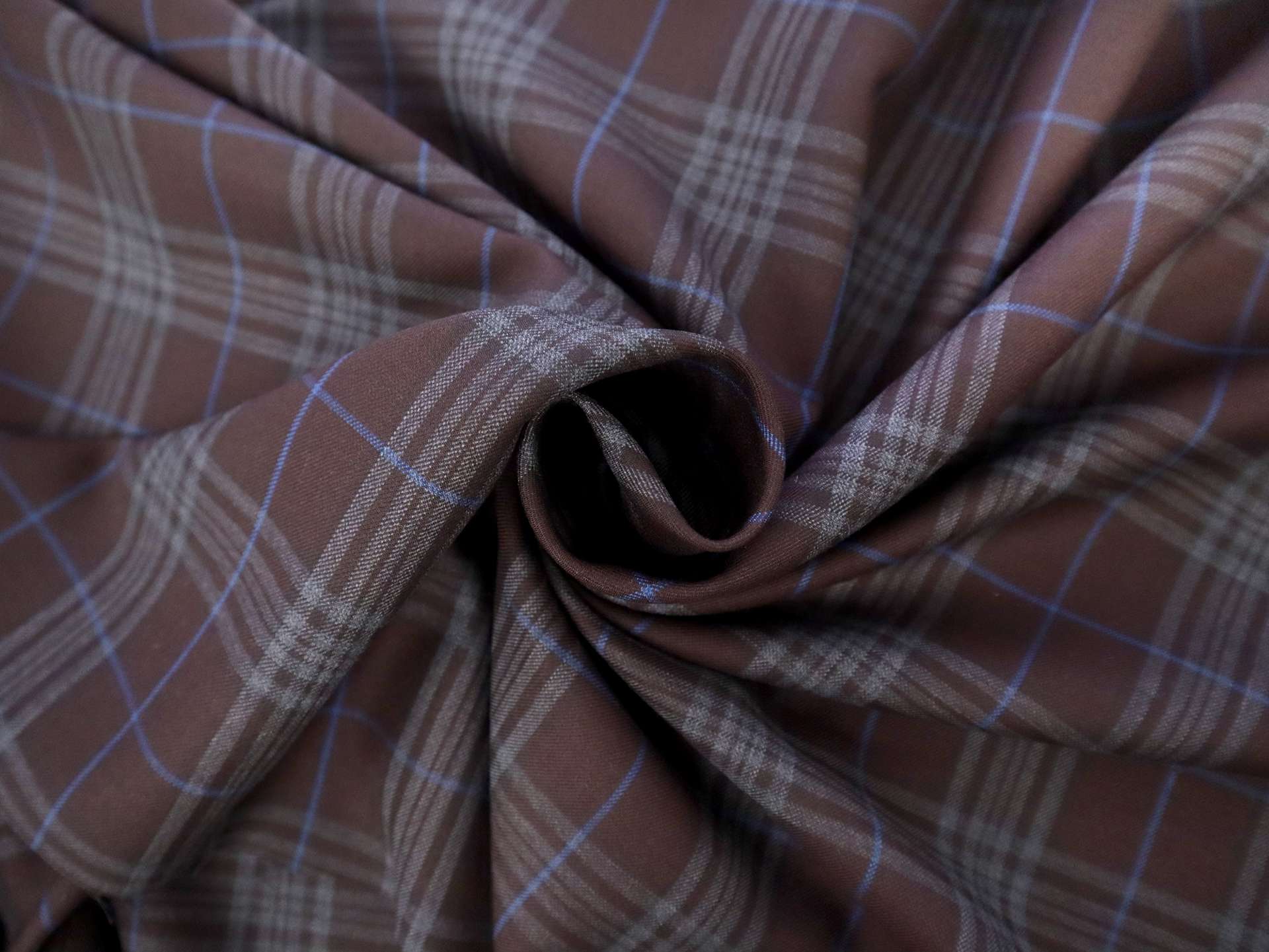 Italian Super 150's Wool Plaid Suiting in Tuscan Brown