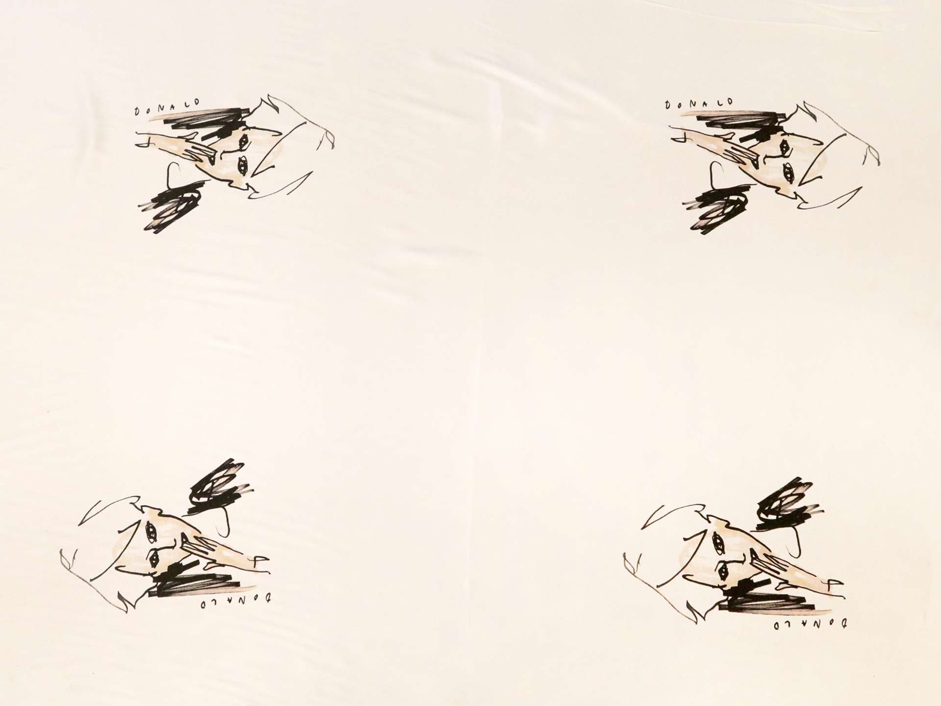 Printed Silk Charmeuse with Illustrated Faces