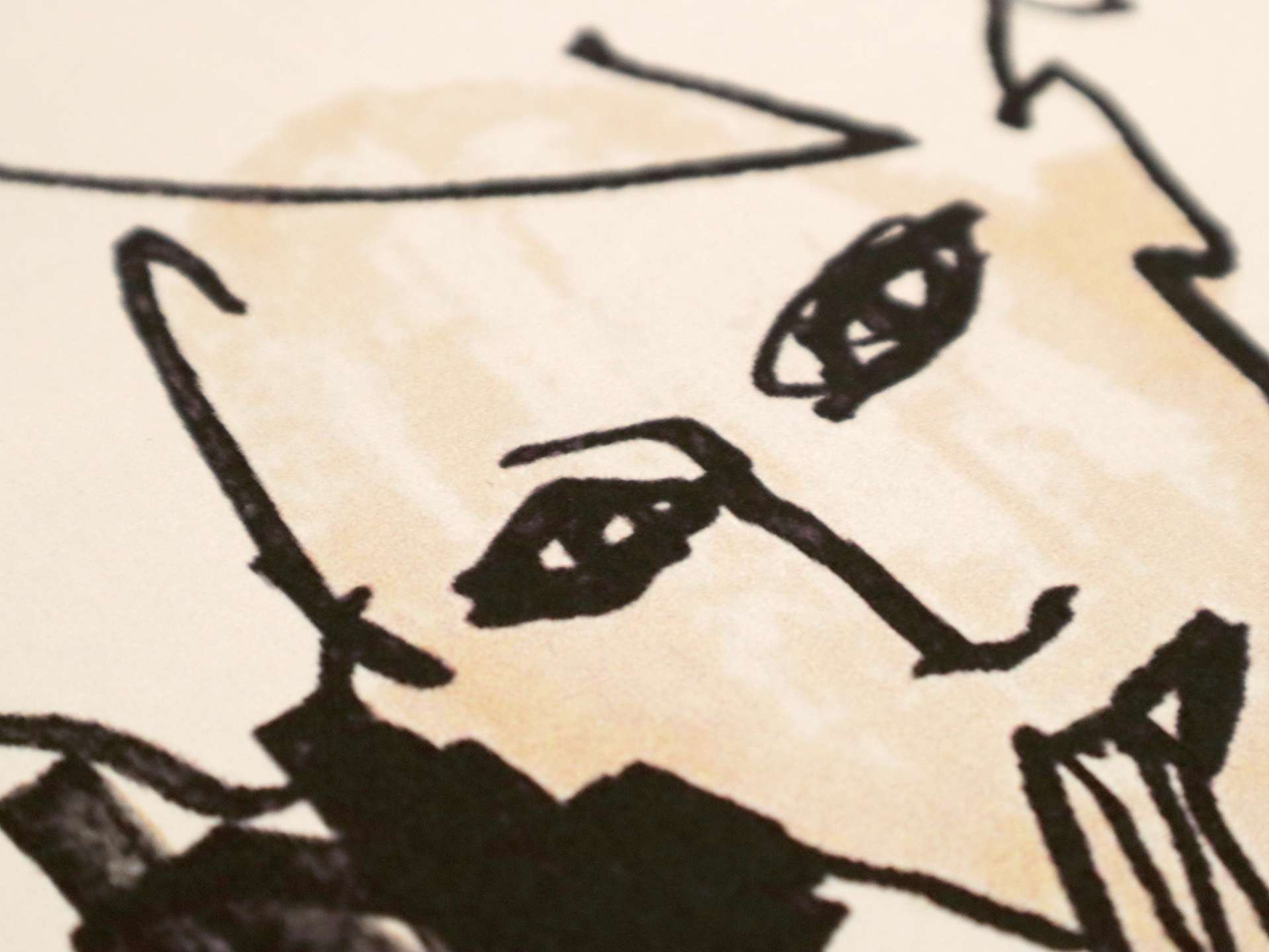 Printed Silk Charmeuse with Illustrated Faces