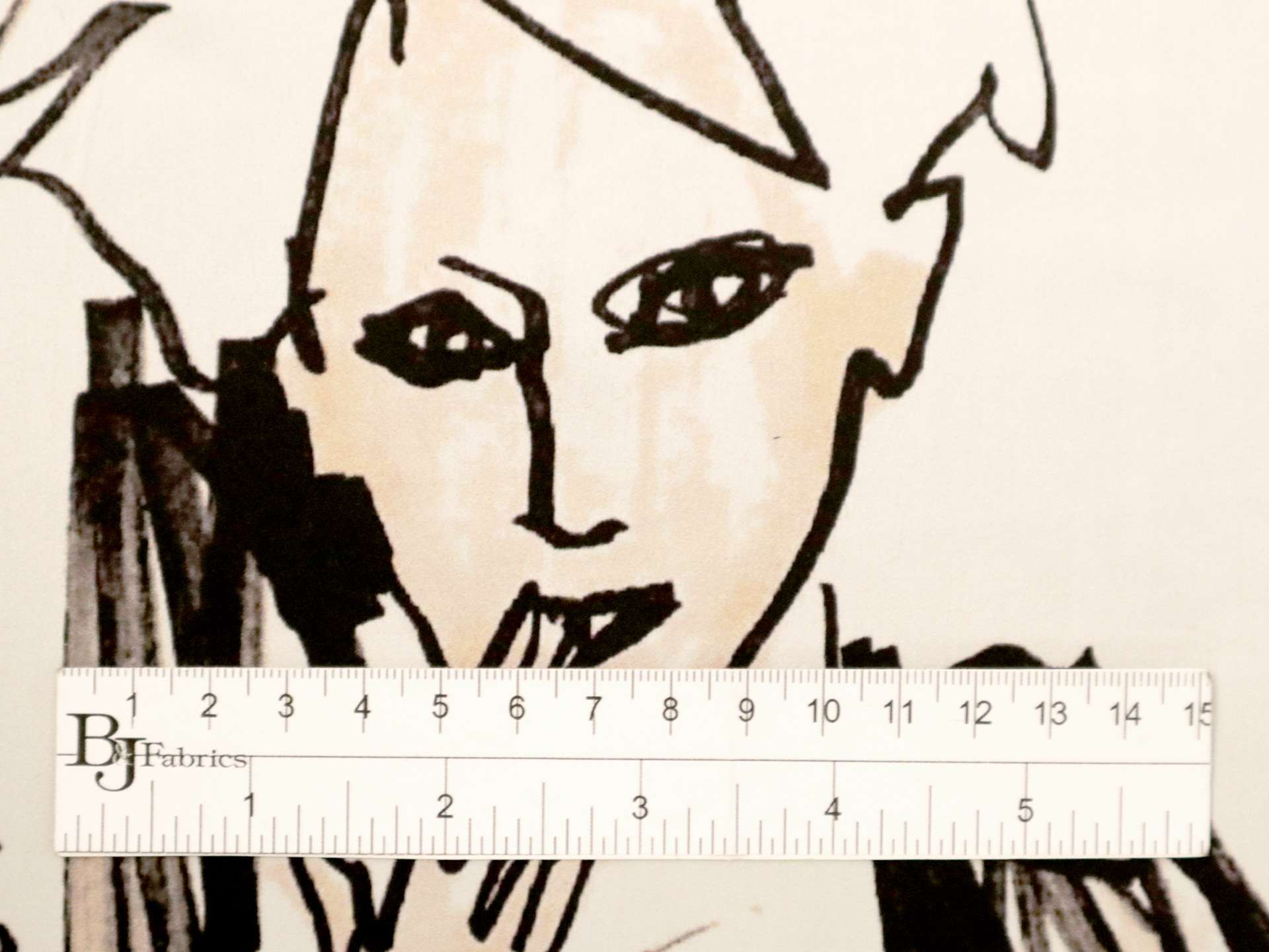 Printed Silk Charmeuse with Illustrated Faces