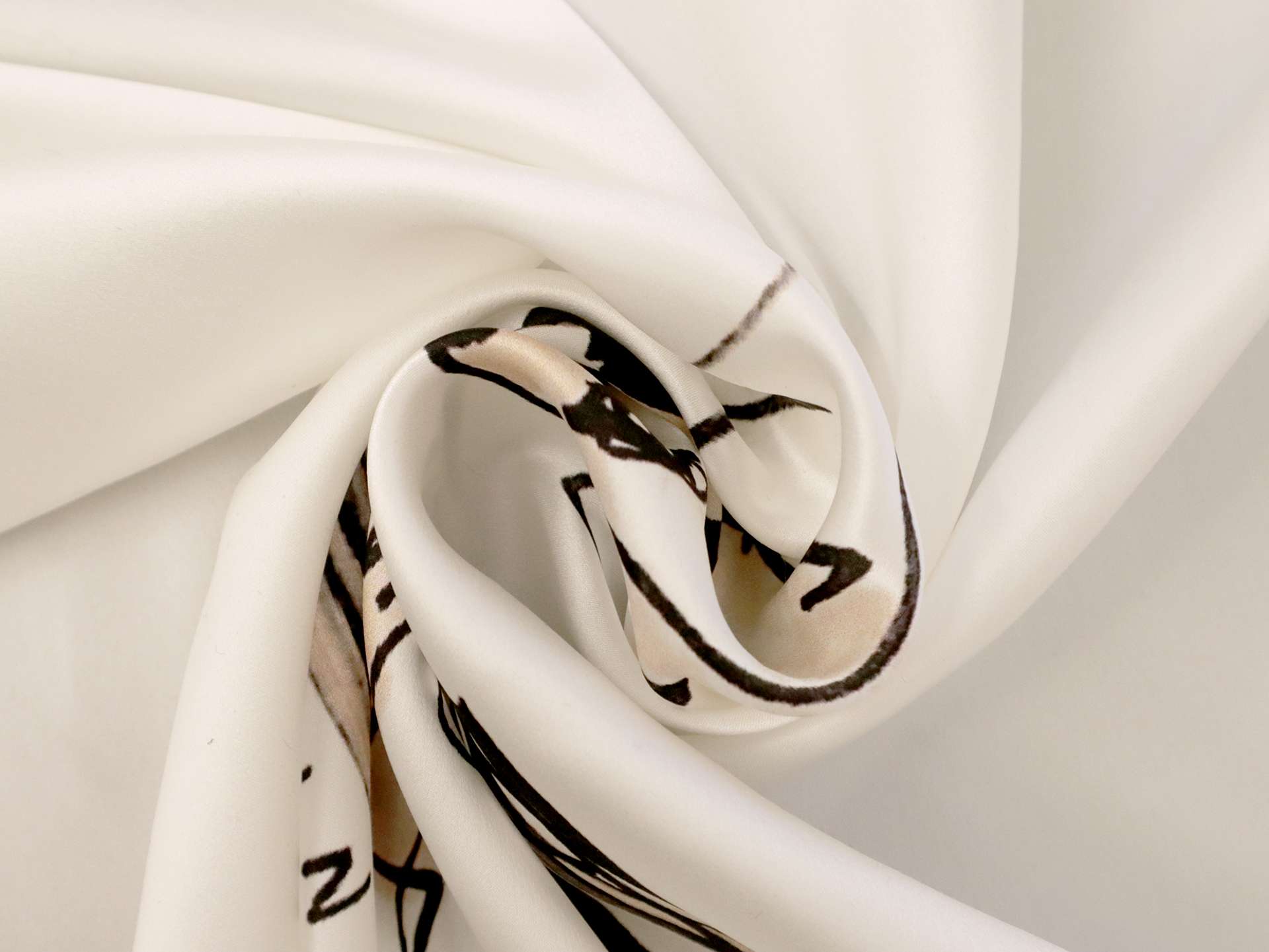 Printed Silk Charmeuse with Illustrated Faces
