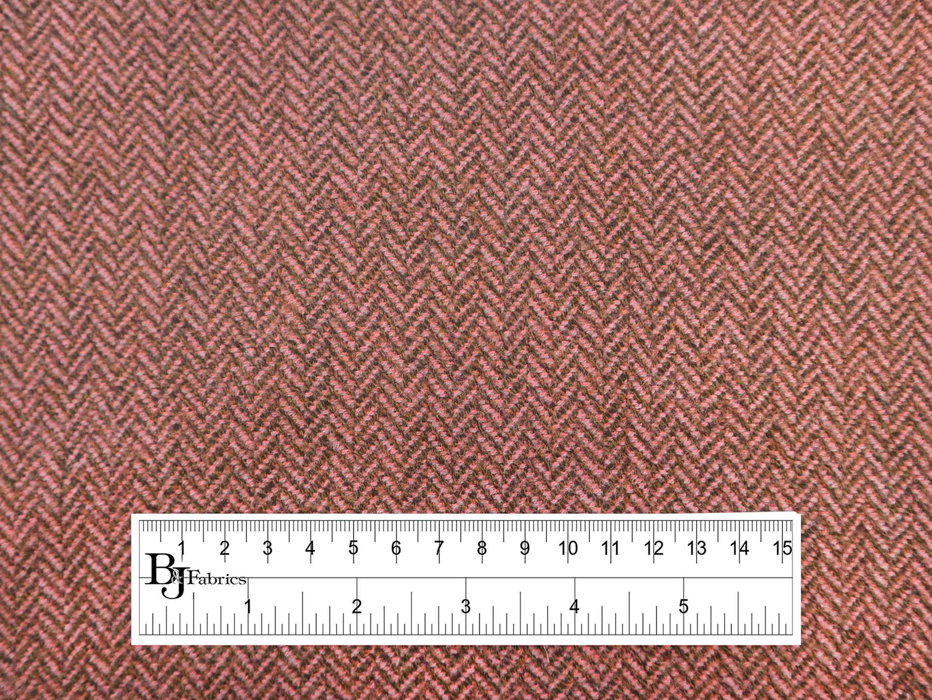 Fine Wool Herringbone in Salmon & Brown