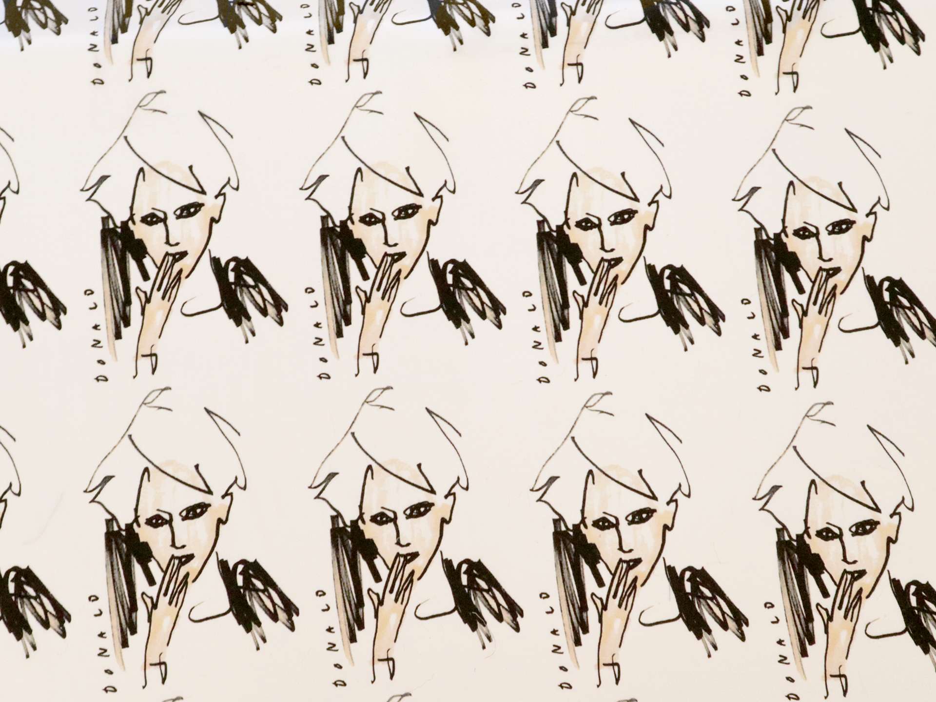 Printed Silk Charmeuse with Illustrated Faces Abstract in Human Face