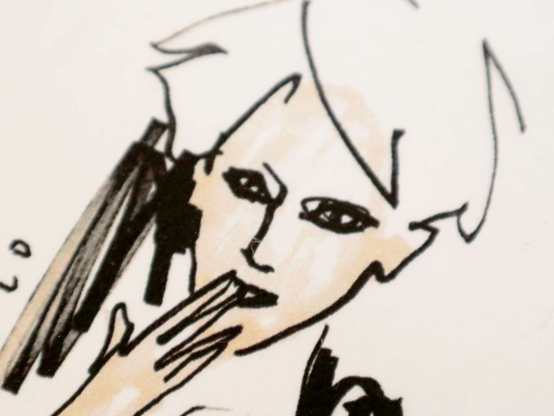 Printed Silk Charmeuse with Illustrated Faces Abstract in Human Face