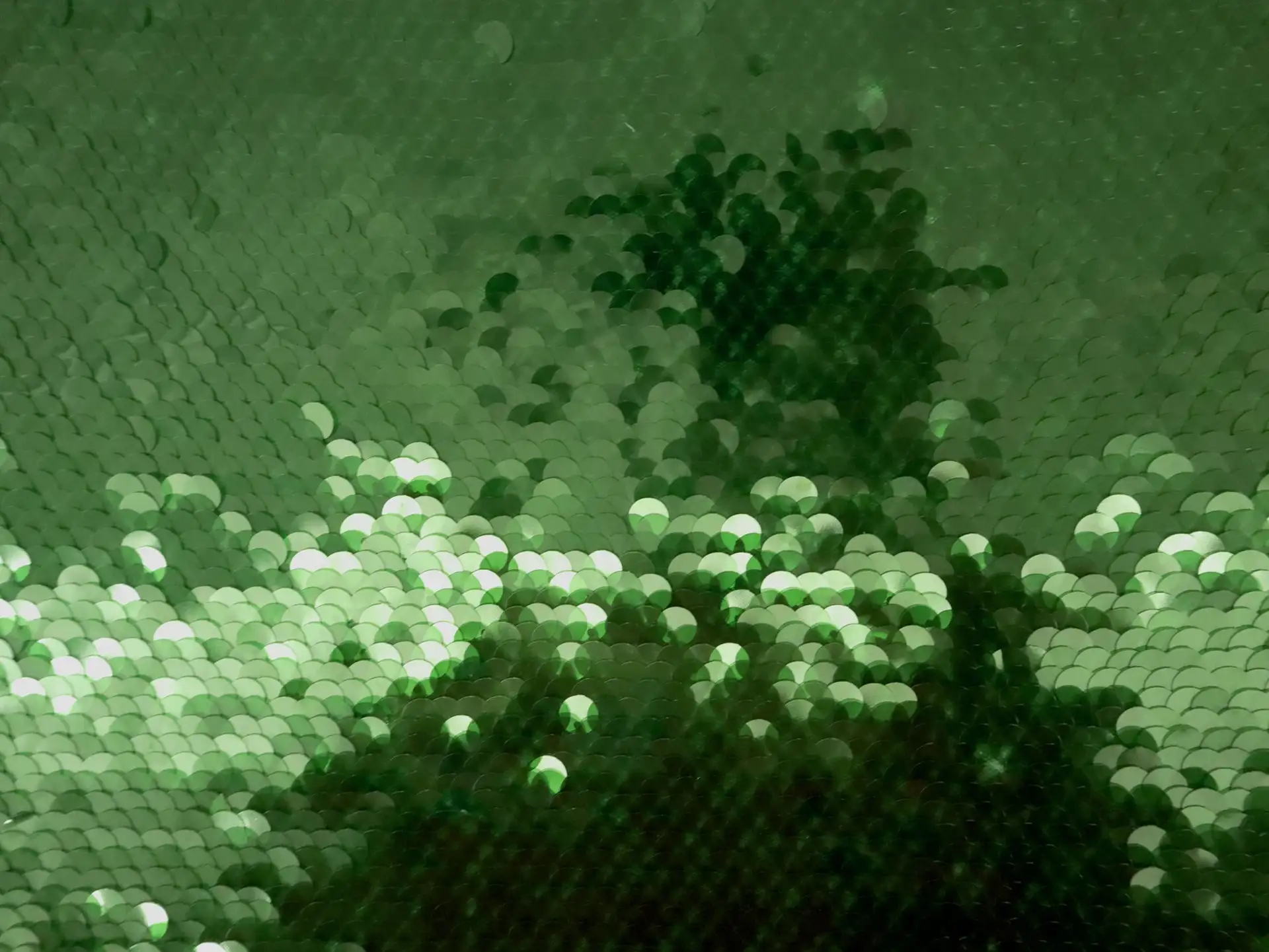 Transparent Mini-Paillettes on Stretch Tulle in Green