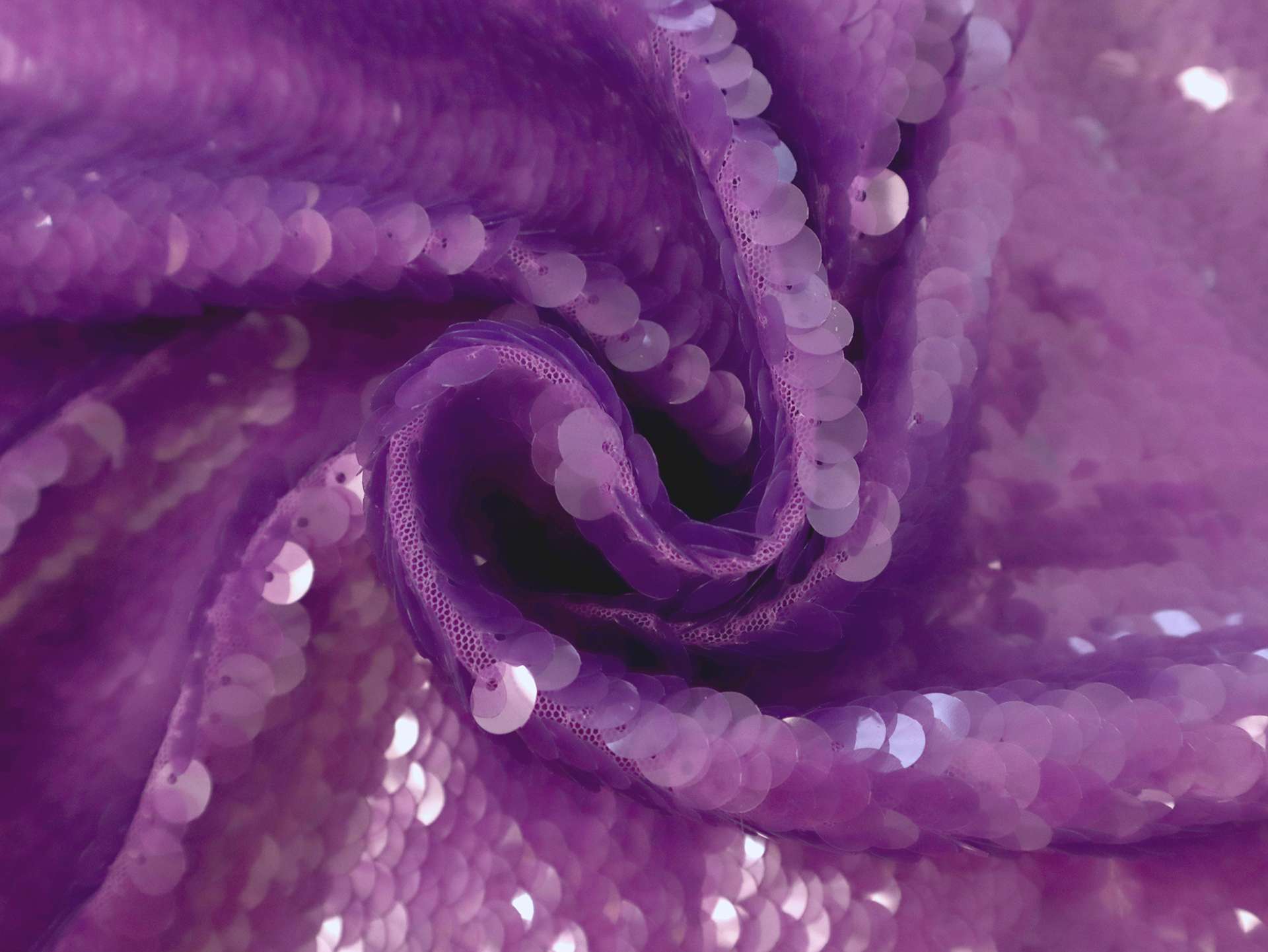 Transparent Mini-Paillettes on Stretch Tulle in Purple