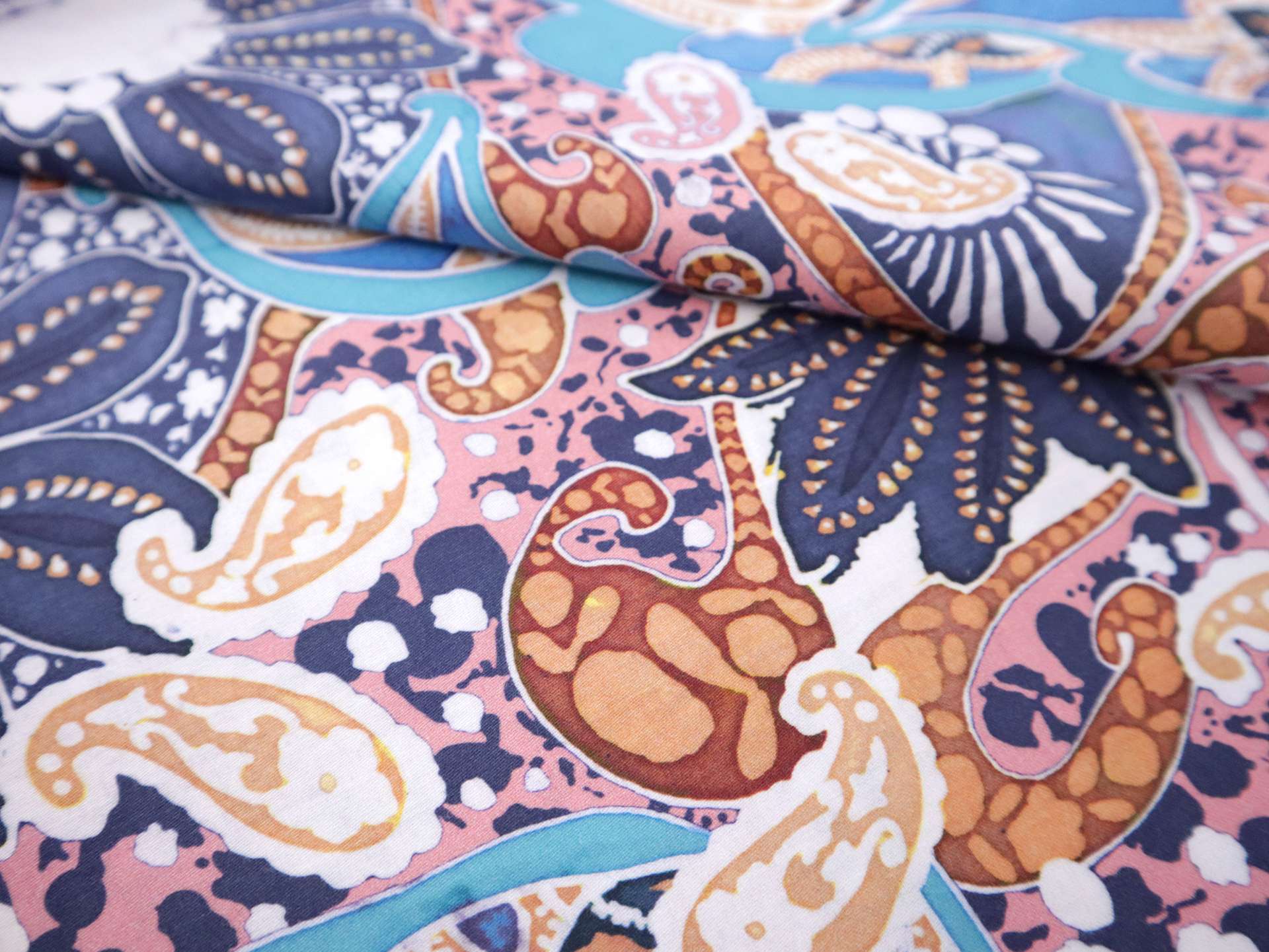Cotton Sateen Lawn Modern Paisley Print 