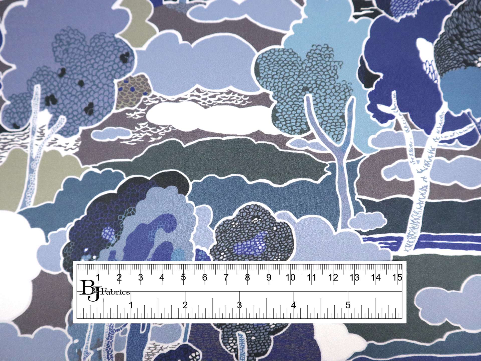 Liberty Silk Charmeuse with Trees & Clouds Print
