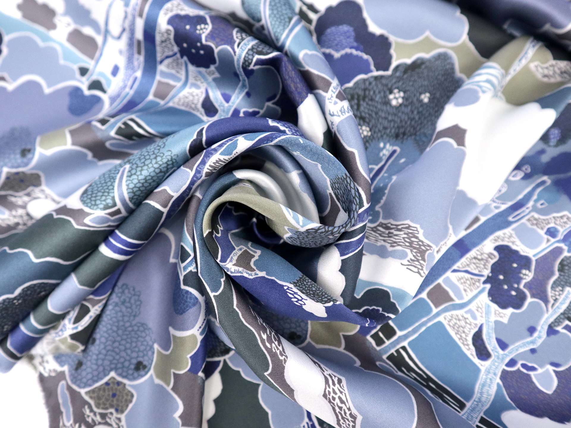 Liberty Silk Charmeuse with Trees & Clouds Print