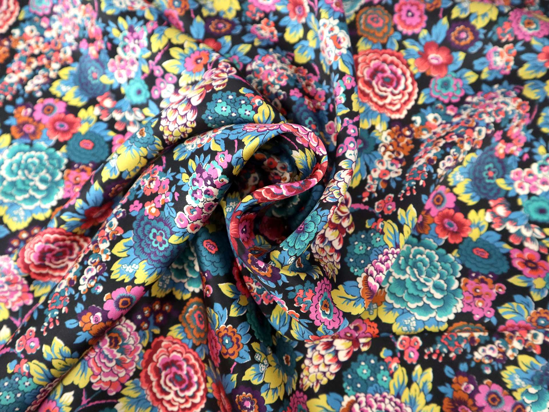 Liberty Silk Charmeuse with Bright Floral Print