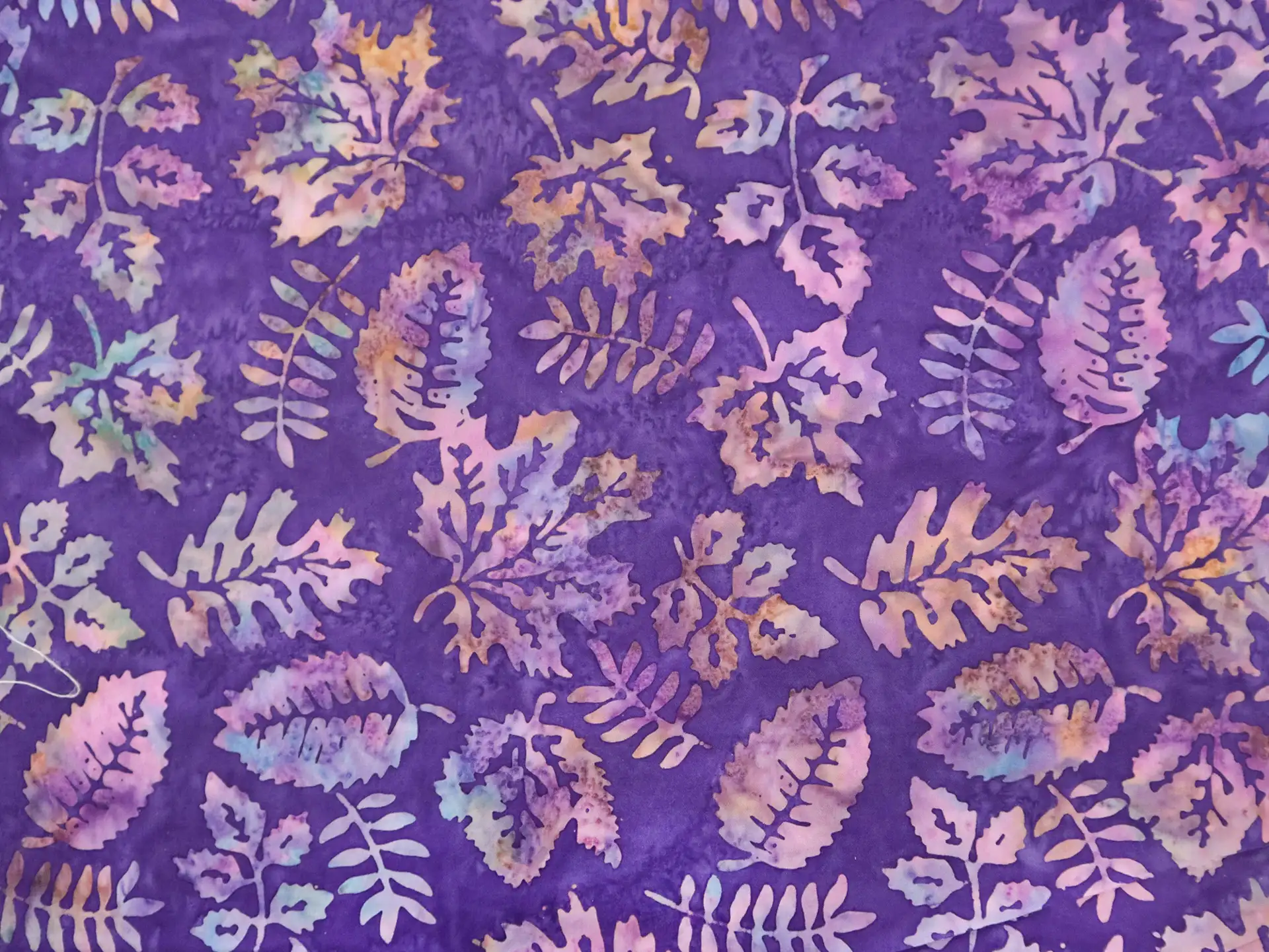 Cotton Batik with Purple Leaves