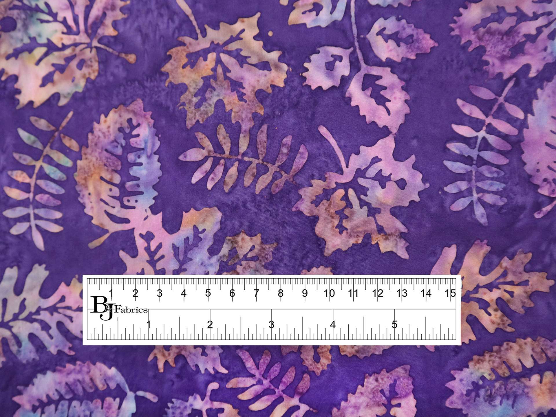 Cotton Batik with Purple Leaves