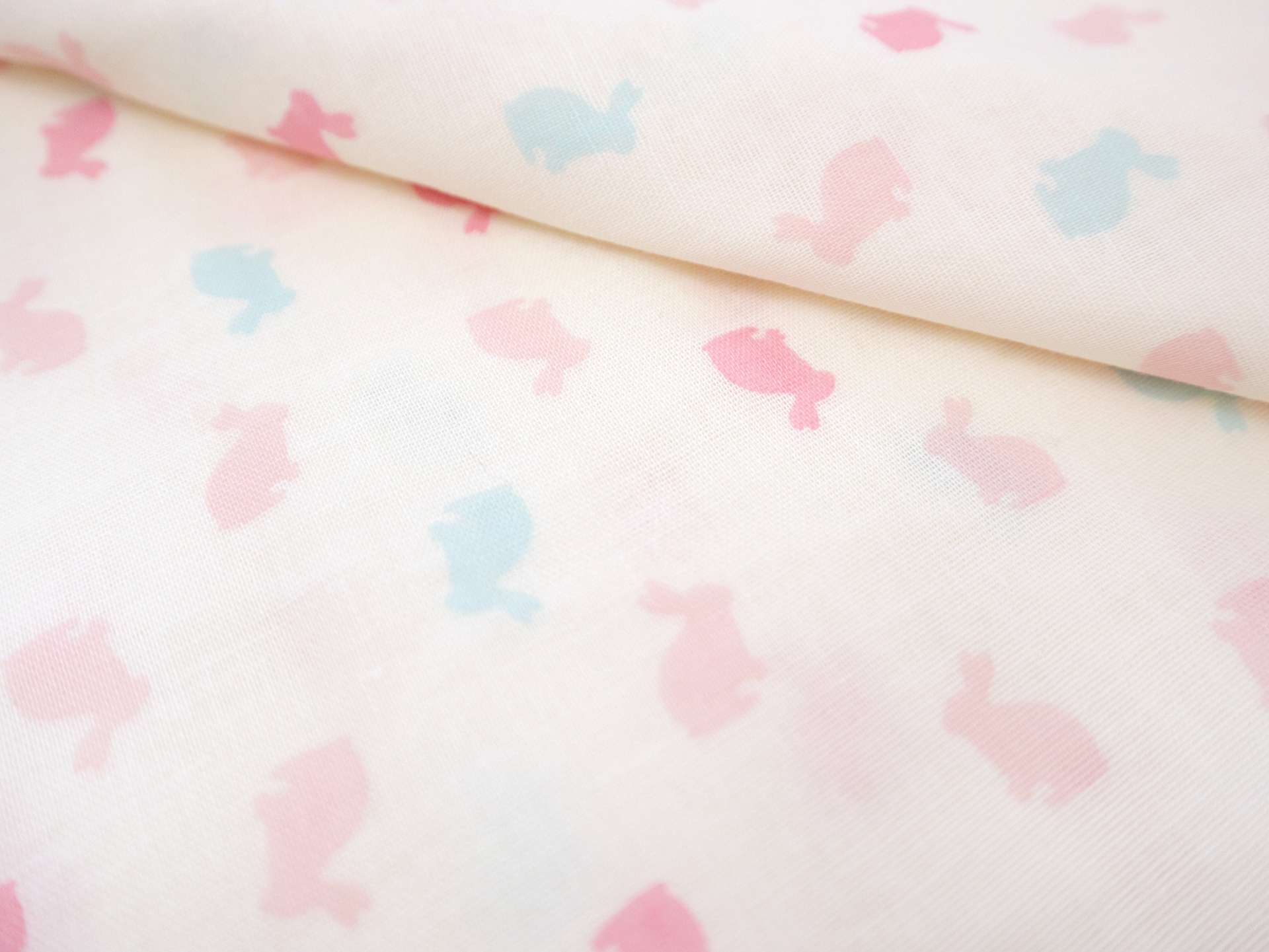 Cotton Double Gauze with Pastel Bunnies Print