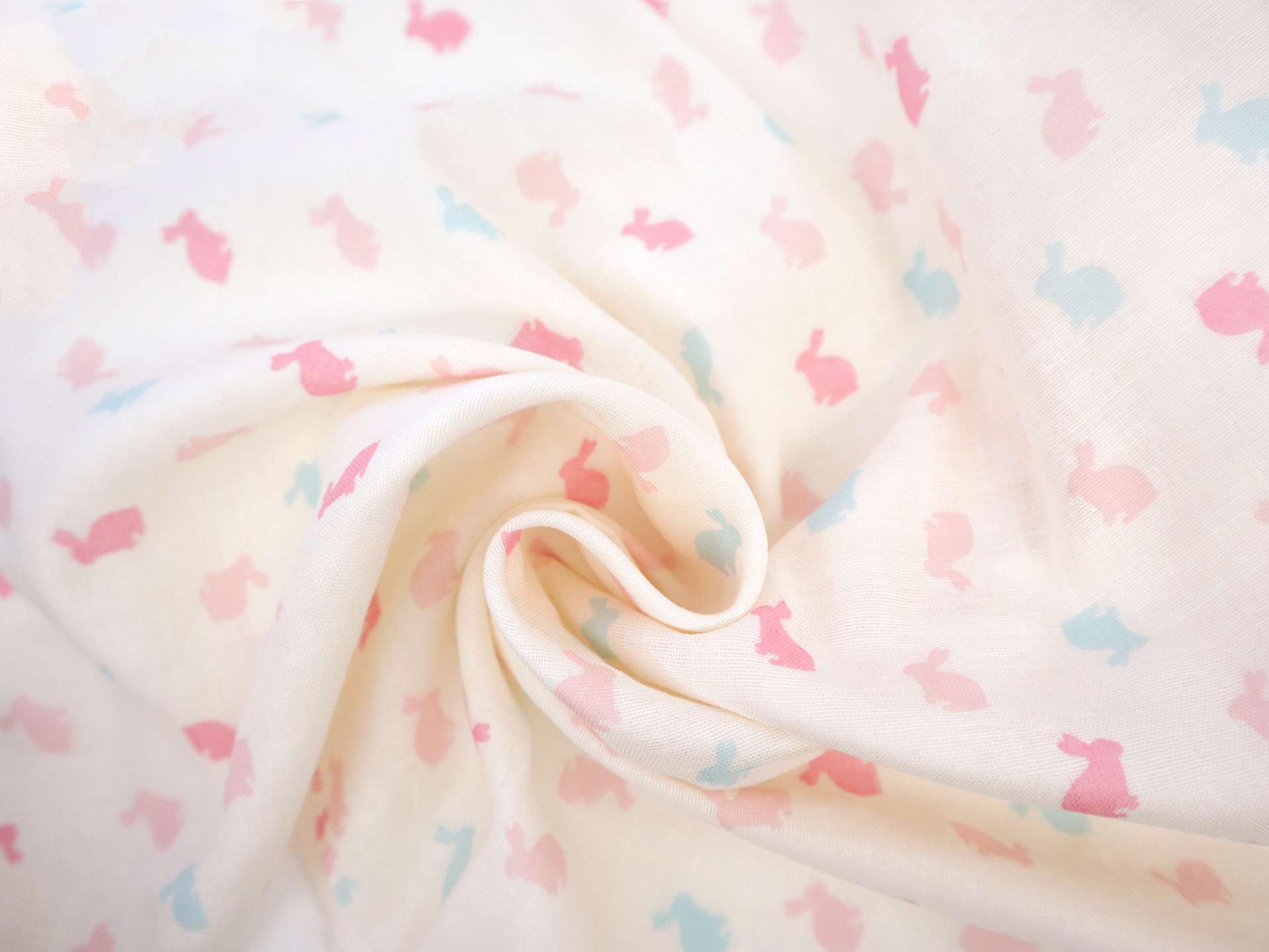 Cotton Double Gauze with Pastel Bunnies Print