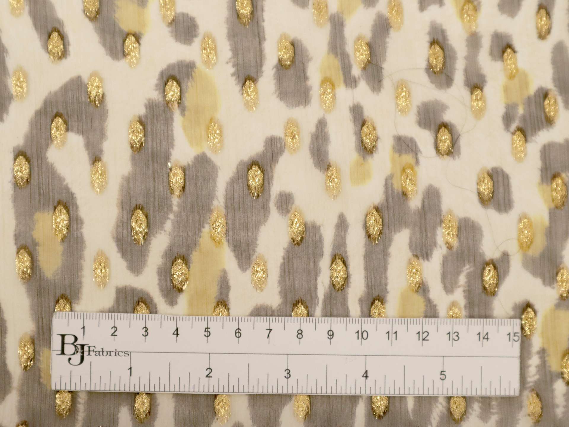 Printed Fil Coupé Silk Chiffon with Metallic Gold Dots On Chestnut Background