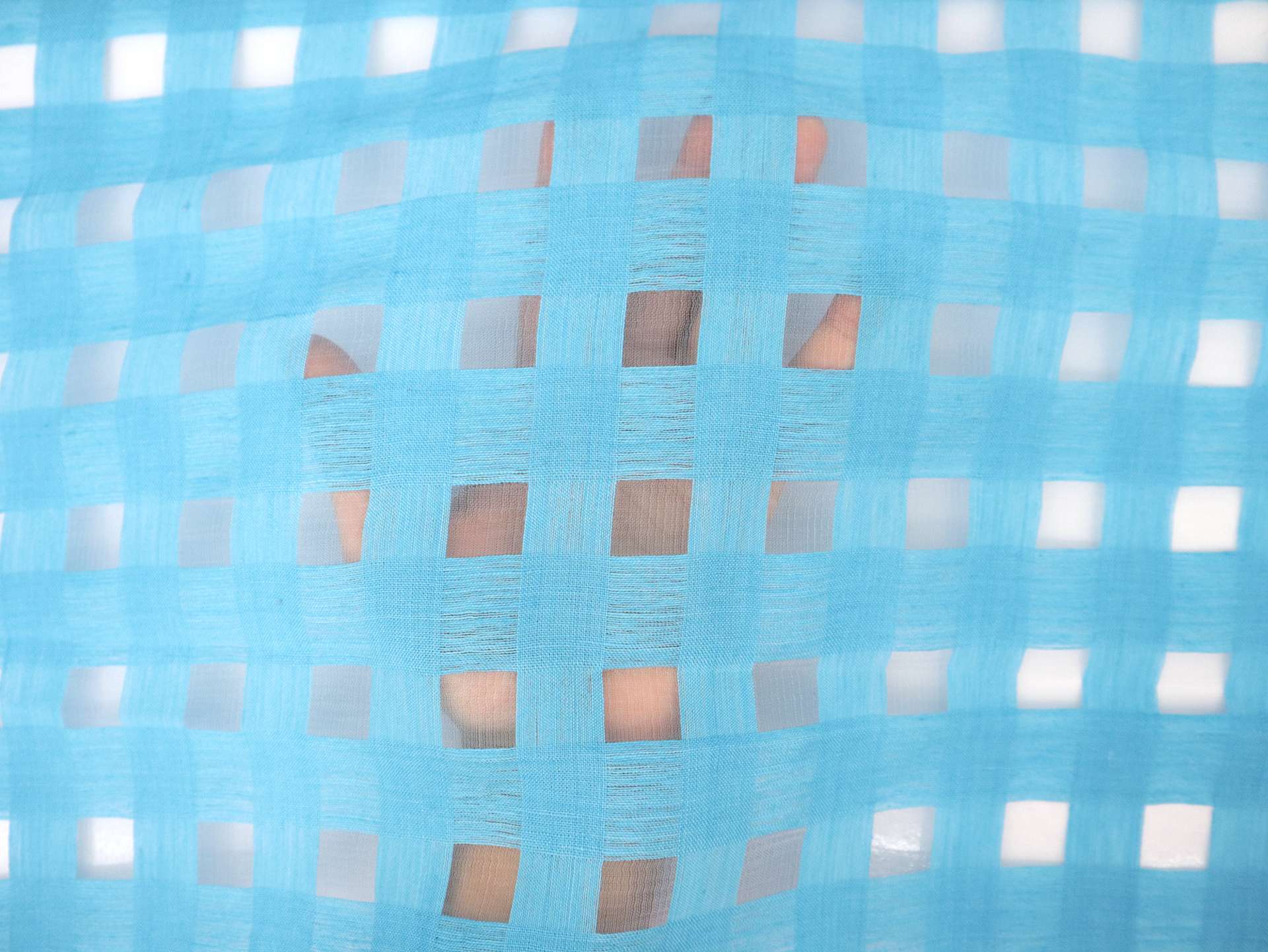 Linen & Nylon Plaid Mesh in Aqua