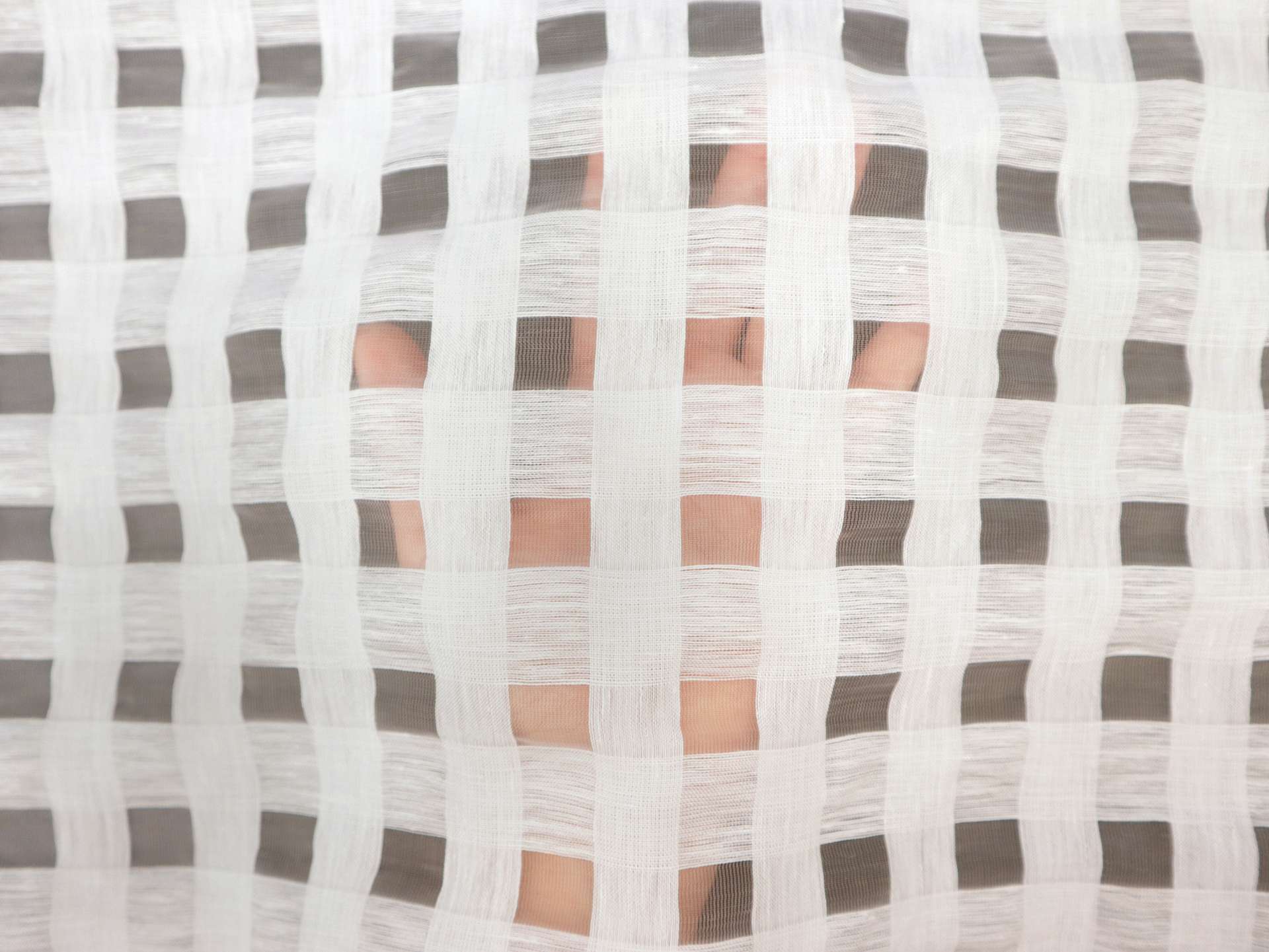 Linen & Nylon Plaid Mesh in Ivory