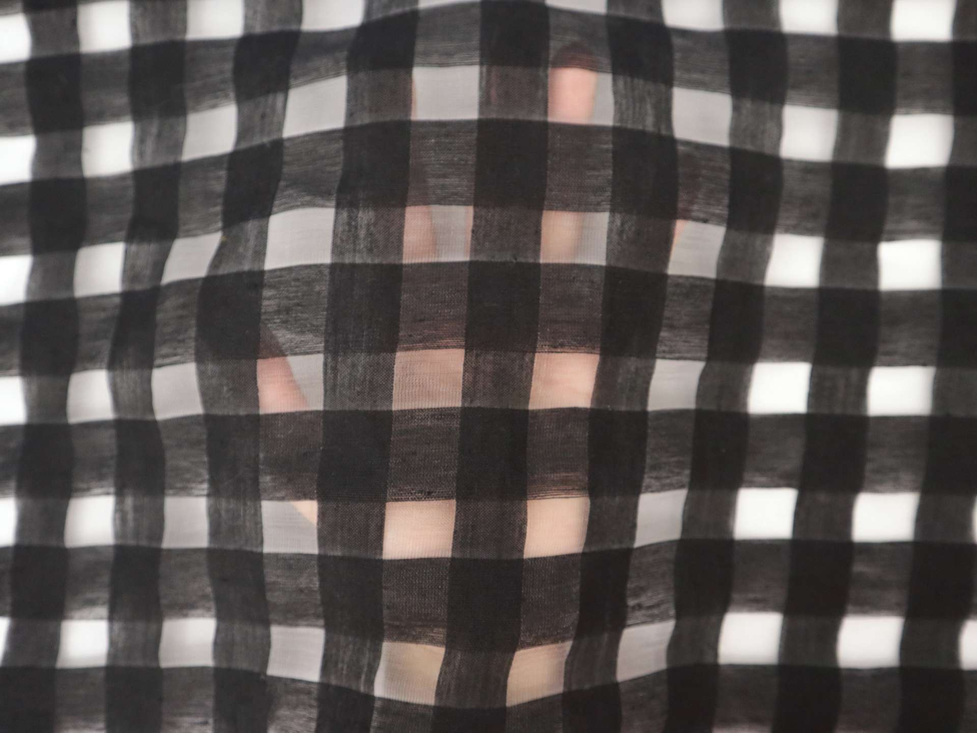 Linen & Nylon Plaid Mesh in Black