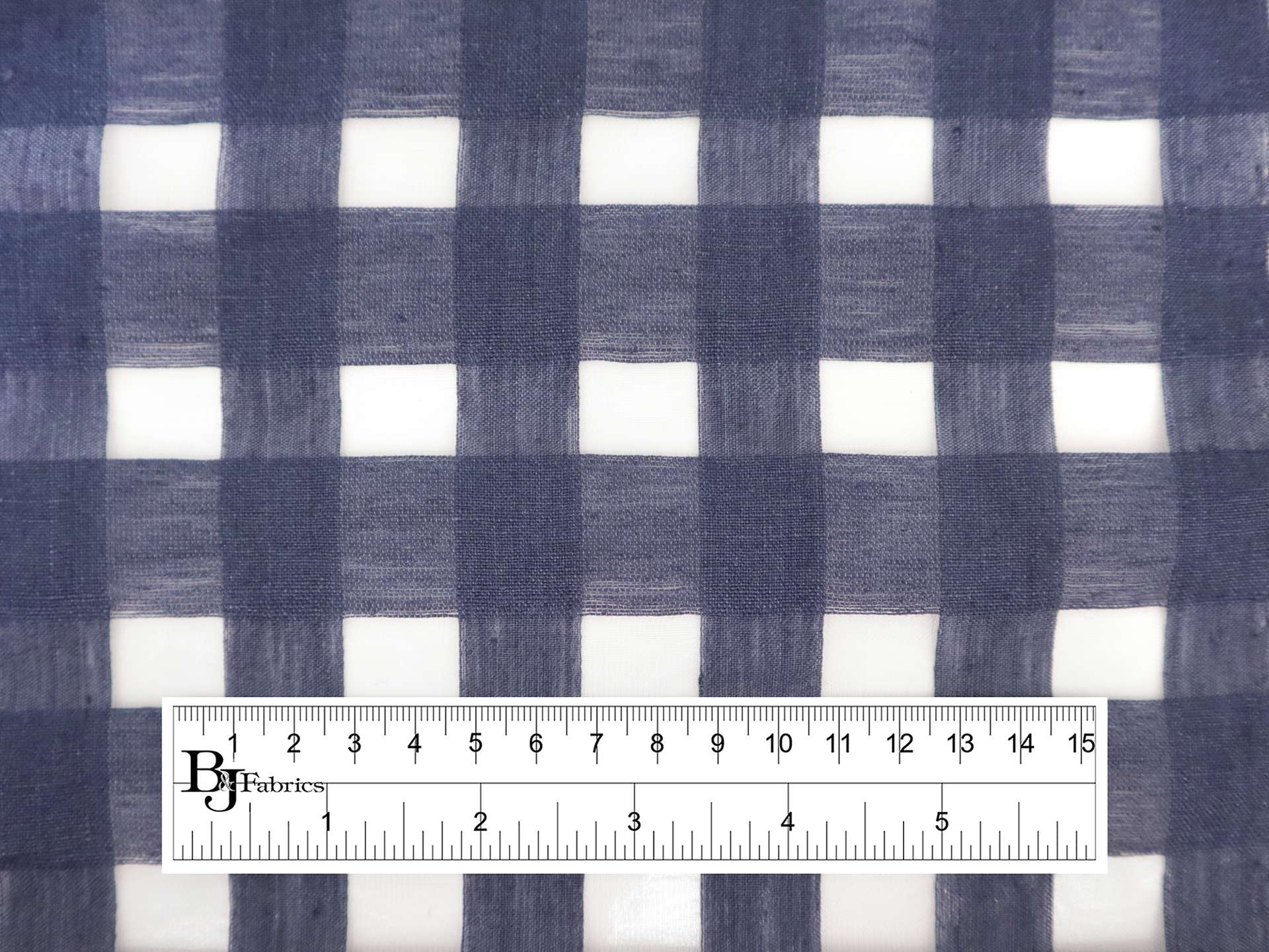 Linen & Nylon Plaid Mesh in Indigo