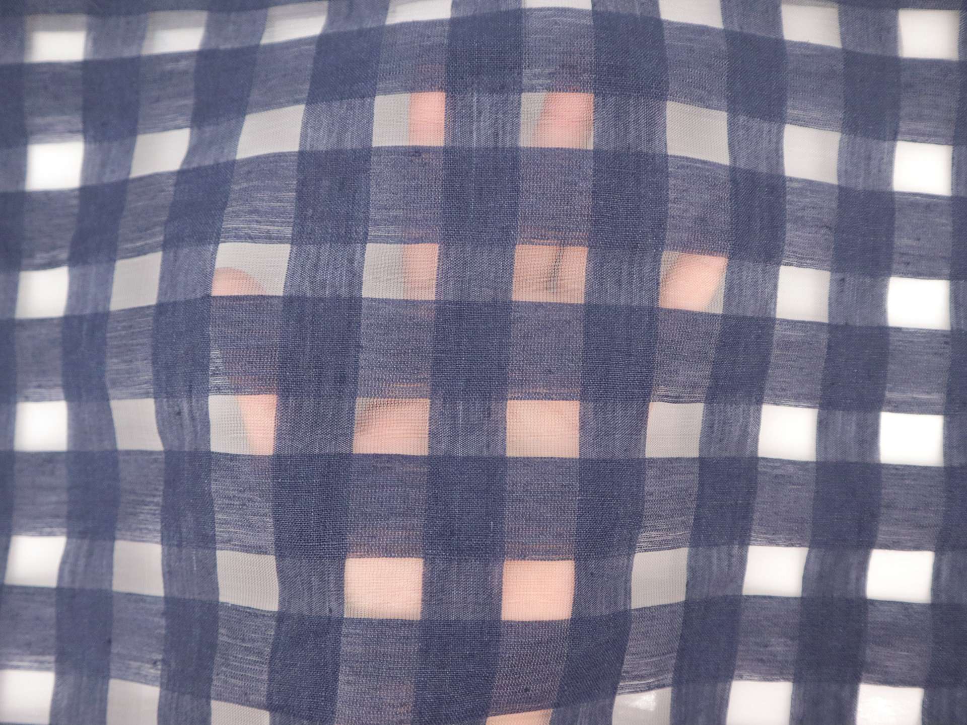 Linen & Nylon Plaid Mesh in Indigo