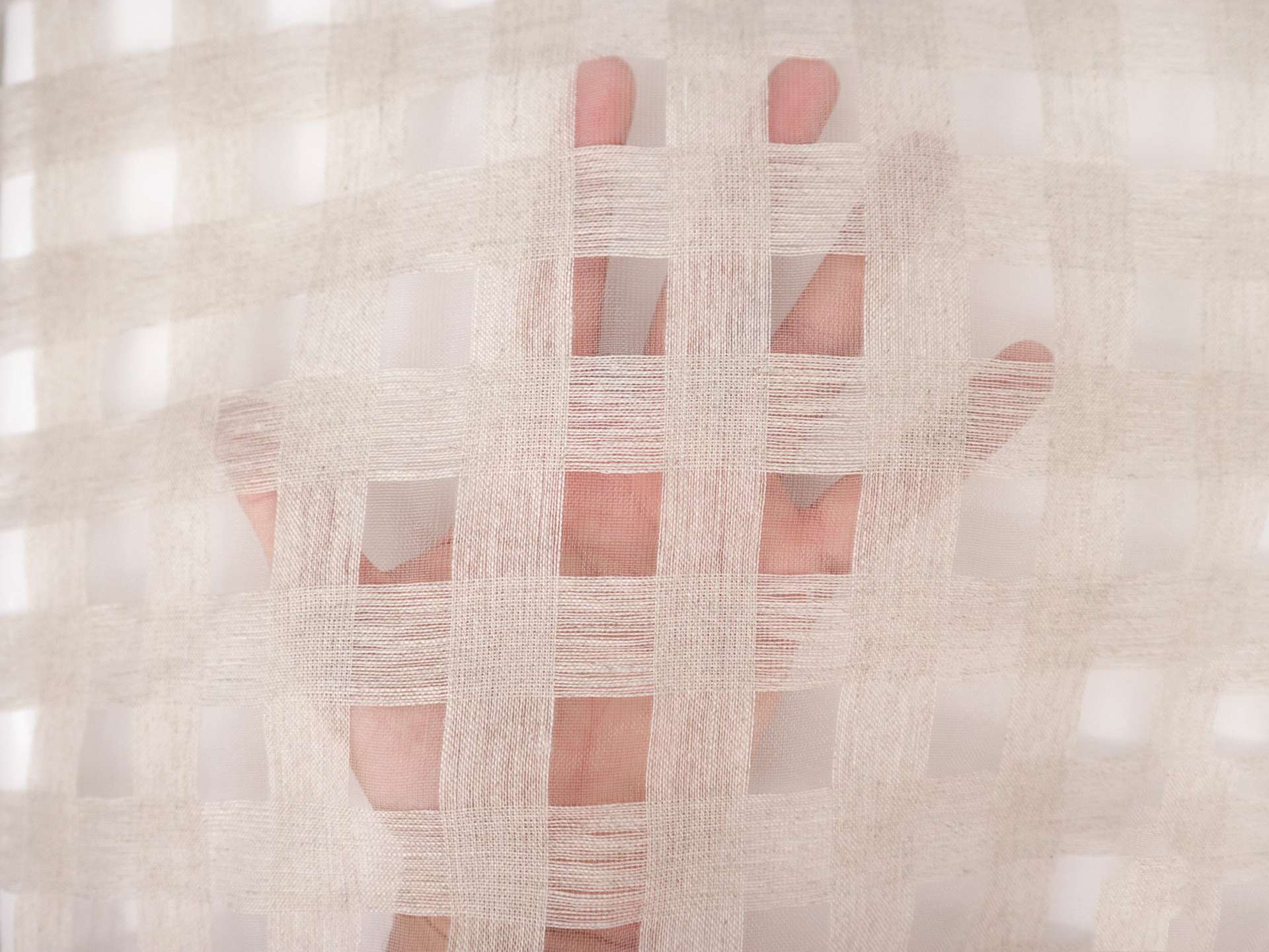 Linen & Nylon Plaid Mesh in Natural