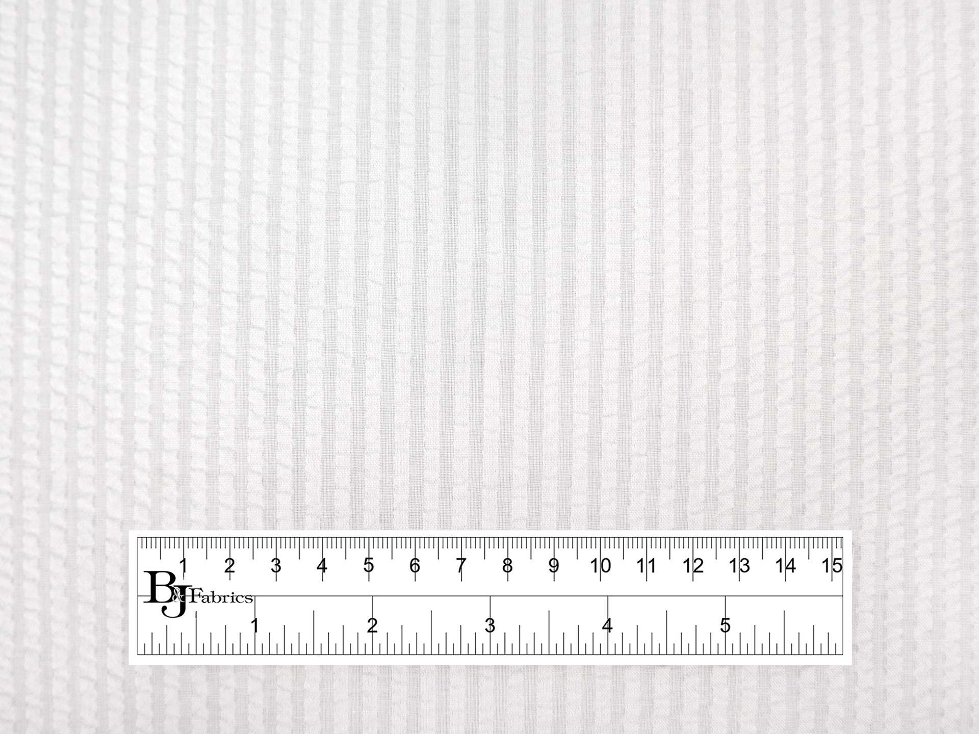 Poly Cotton Seersucker Stripe in White