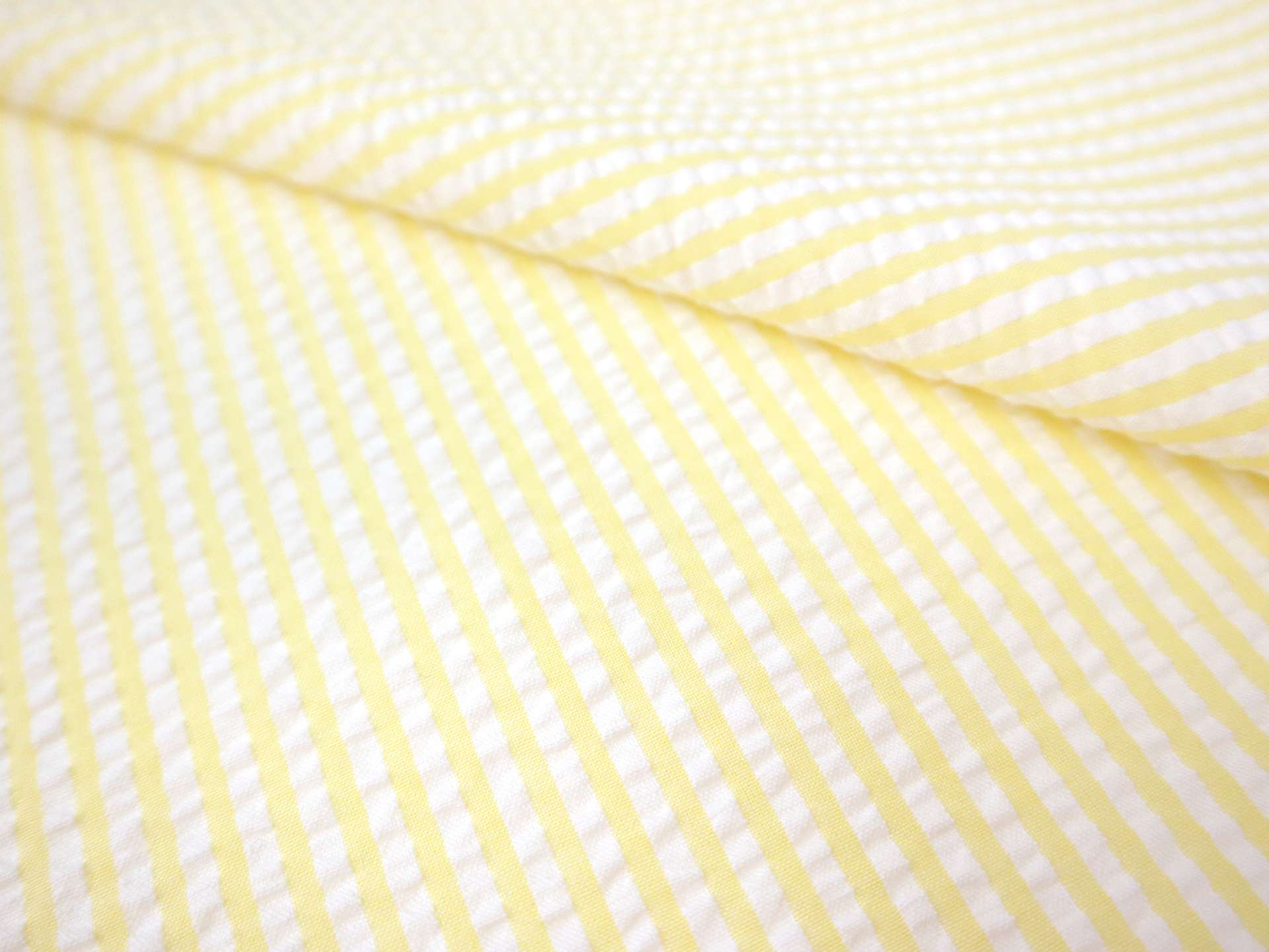 Poly Cotton Seersucker Stripe in Yellow