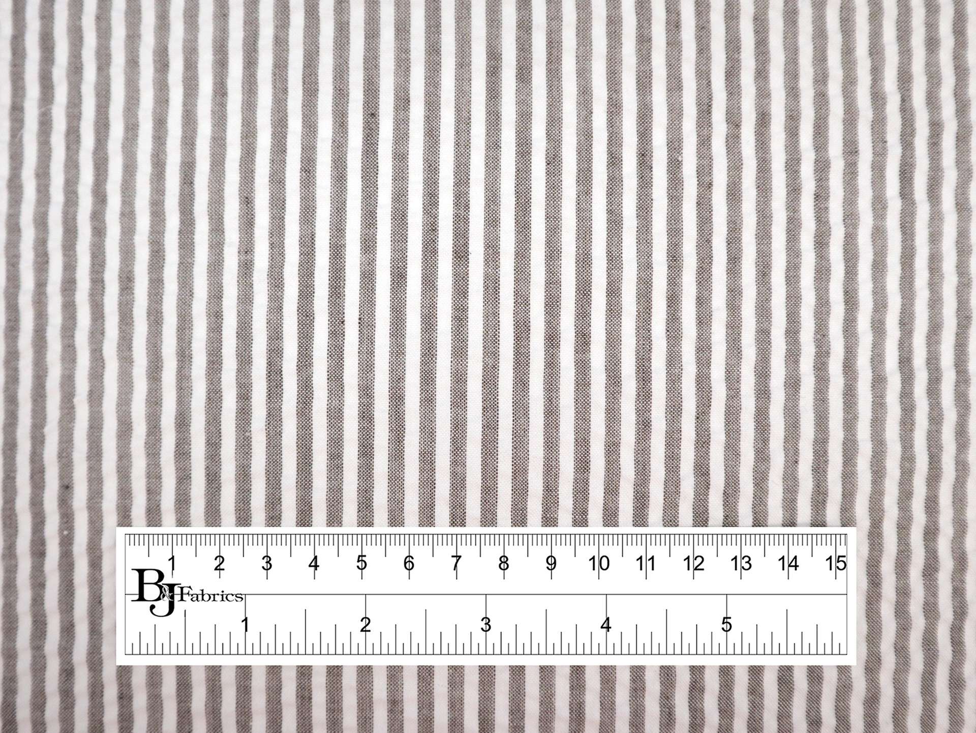 Poly Cotton Seersucker Stripe in Brown