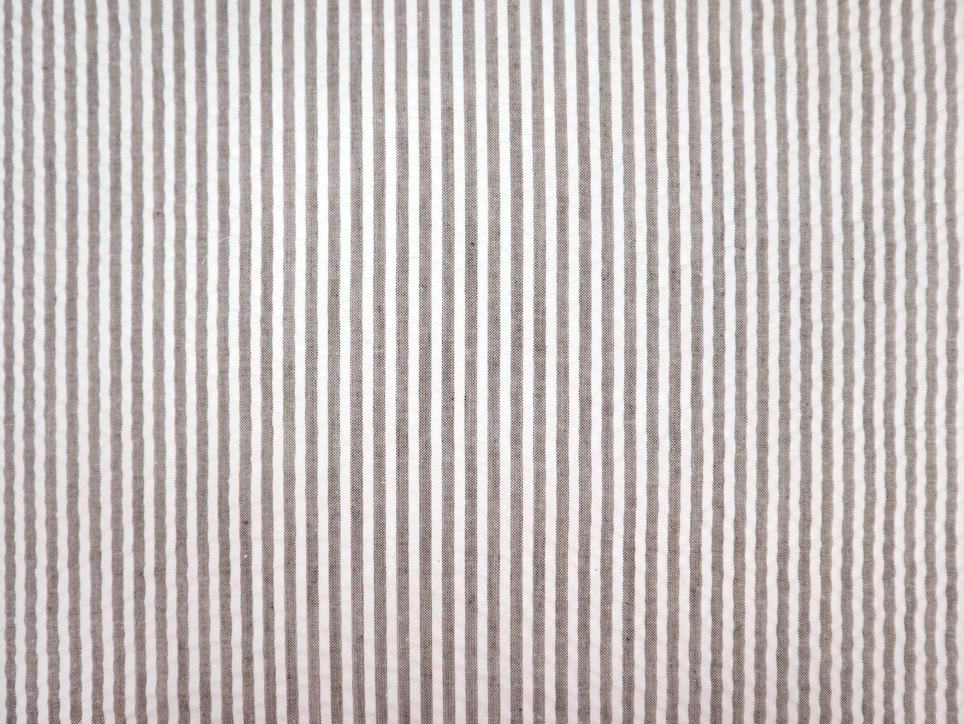 Poly Cotton Seersucker Stripe in Brown