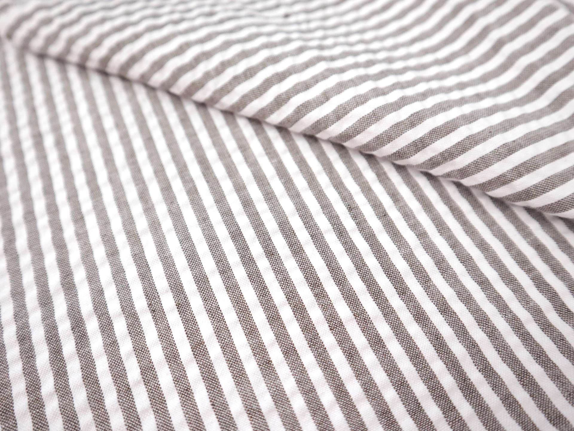Poly Cotton Seersucker Stripe in Brown