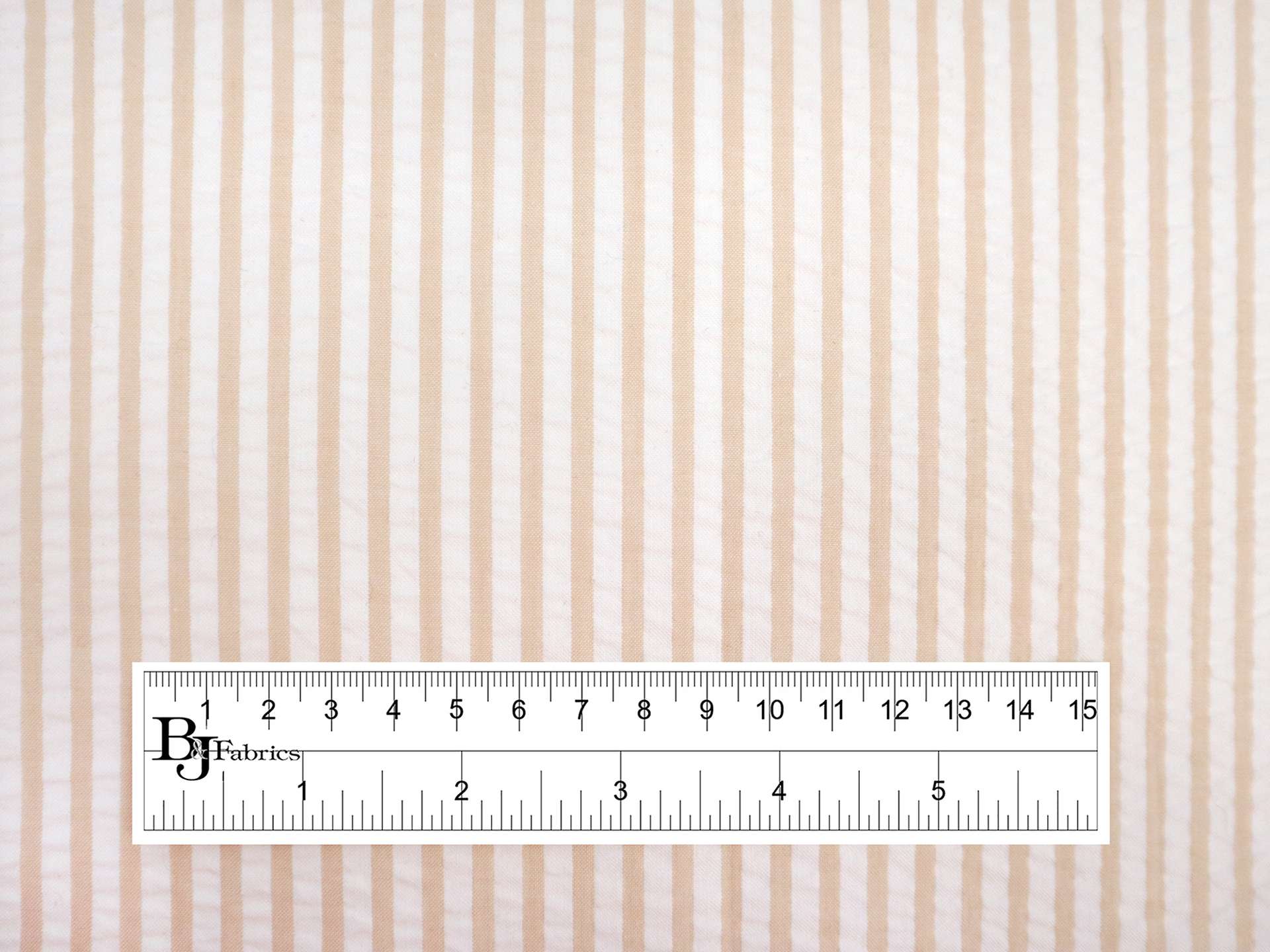 1/4" Striped Cotton Seersucker in Tan