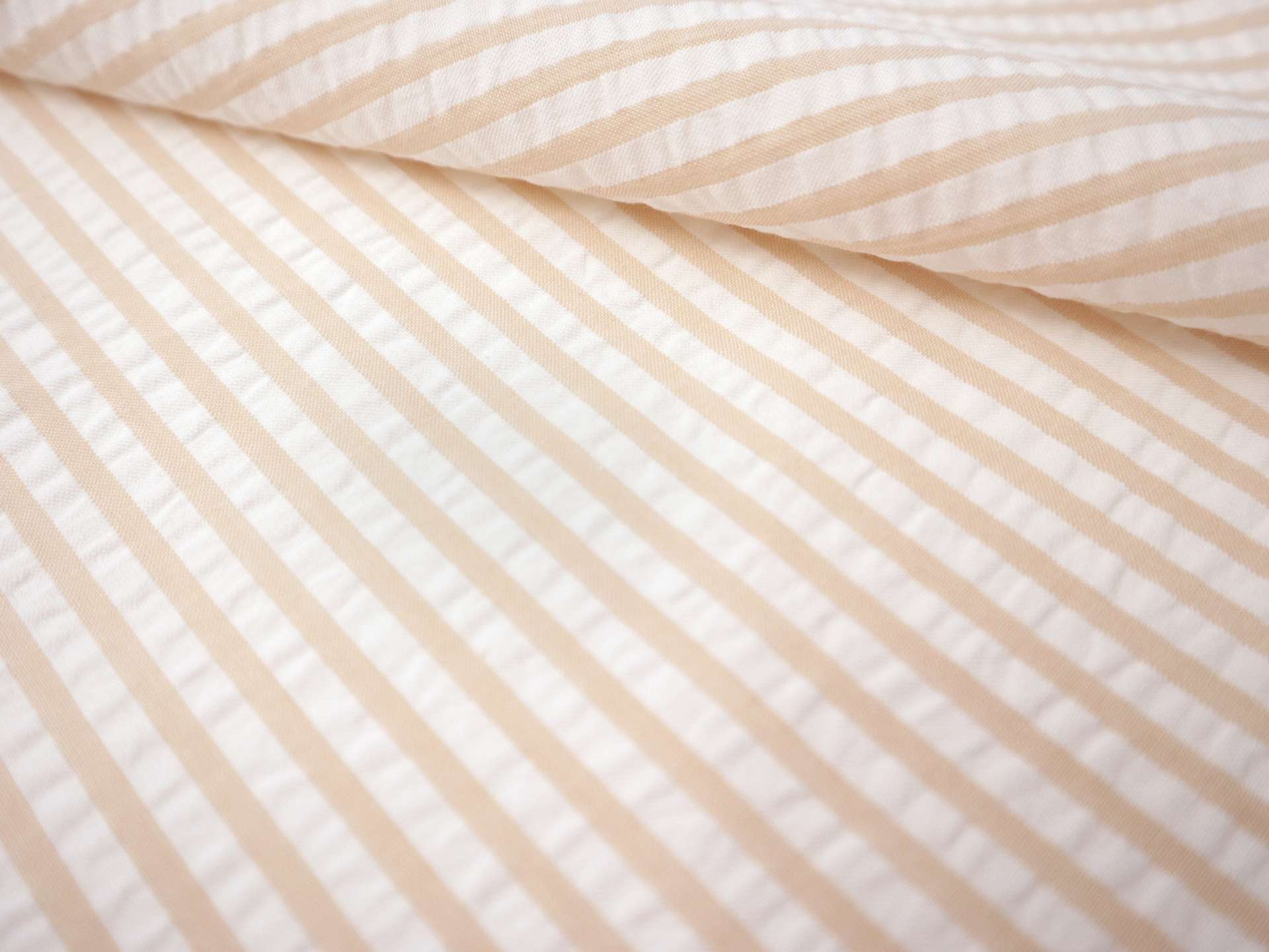 1/4" Striped Cotton Seersucker in Tan
