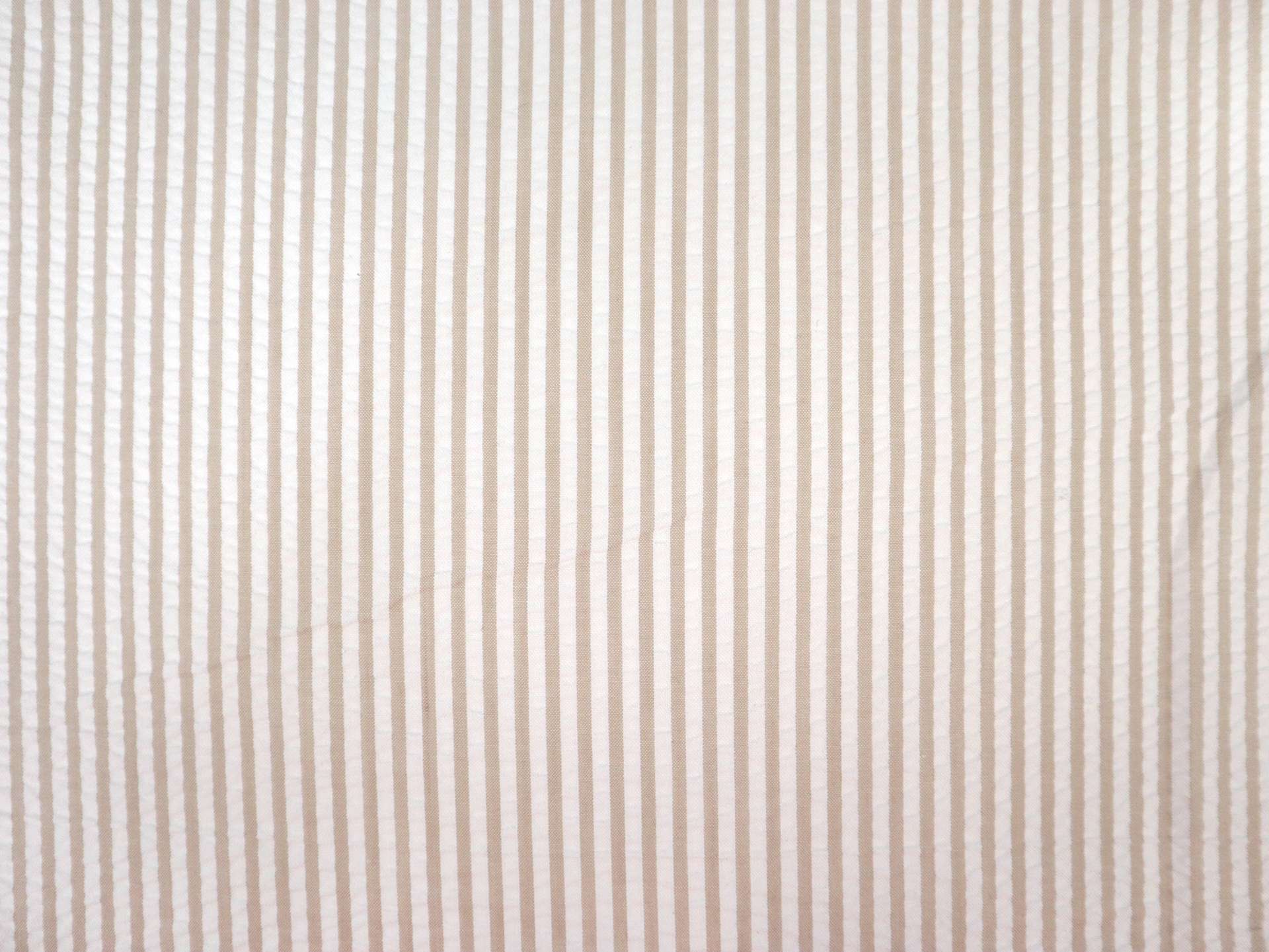 Poly Cotton Seersucker Stripe in Khaki