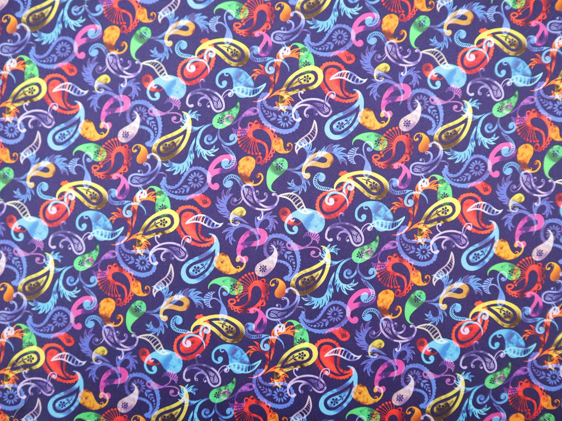 Cotton Broadcloth with Colorful Paisleys 